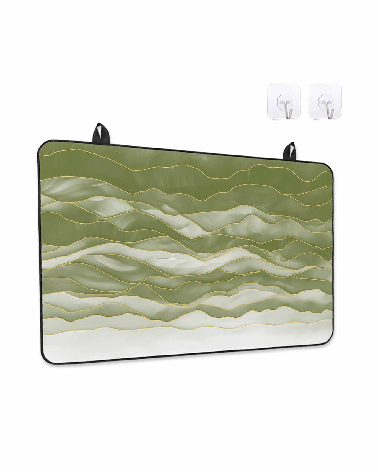 Stove Top Covers for Electric Stove, Sage Green Ombre Glass Stovetop Cover Protector, Modern Moire Abstract Art Luxury Induction Cooktop Protector Oven Mat for Kitchen Countertop 36"x21"