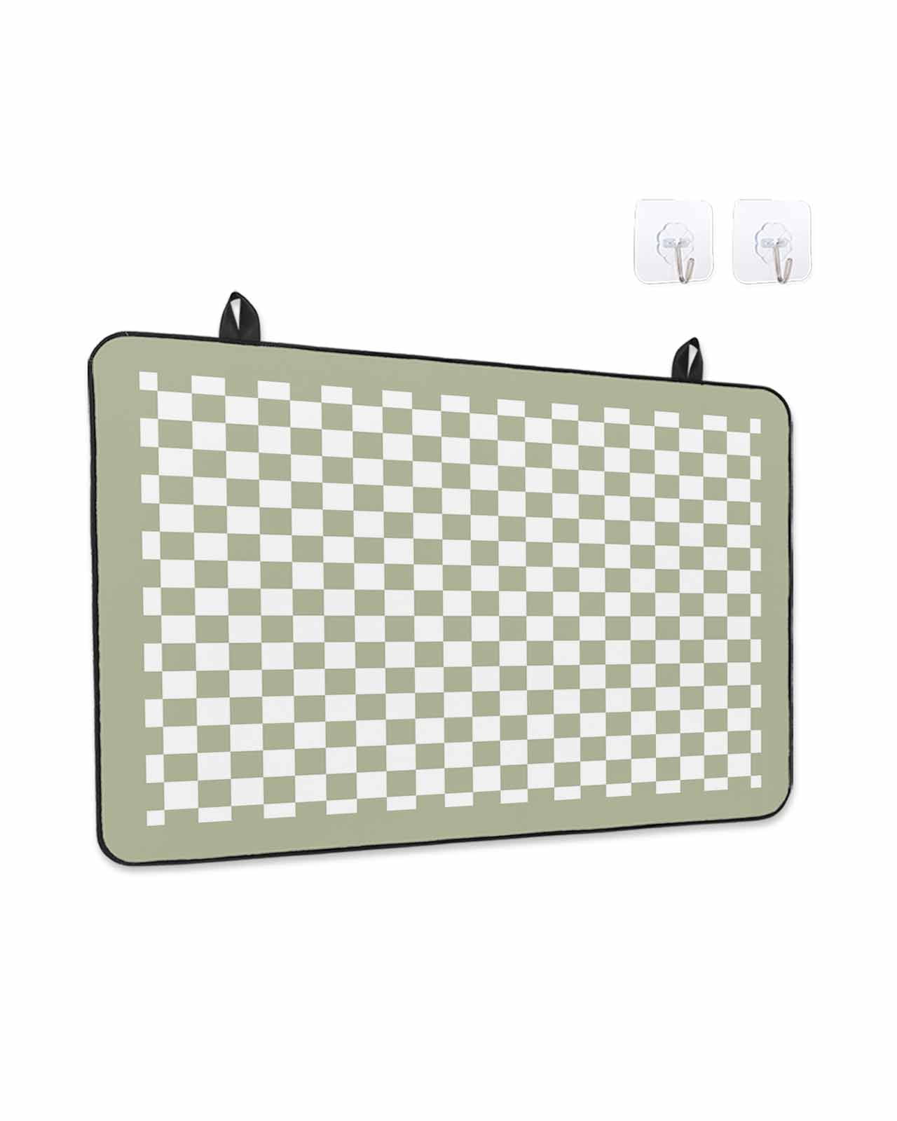Stove Top Covers for Electric Stove, Sage Green Plaid Glass Stovetop Cover Protector, Farmhouse Green White Checkered Lace Induction Cooktop Protector Oven Mat for Kitchen Countertop 31"x24"
