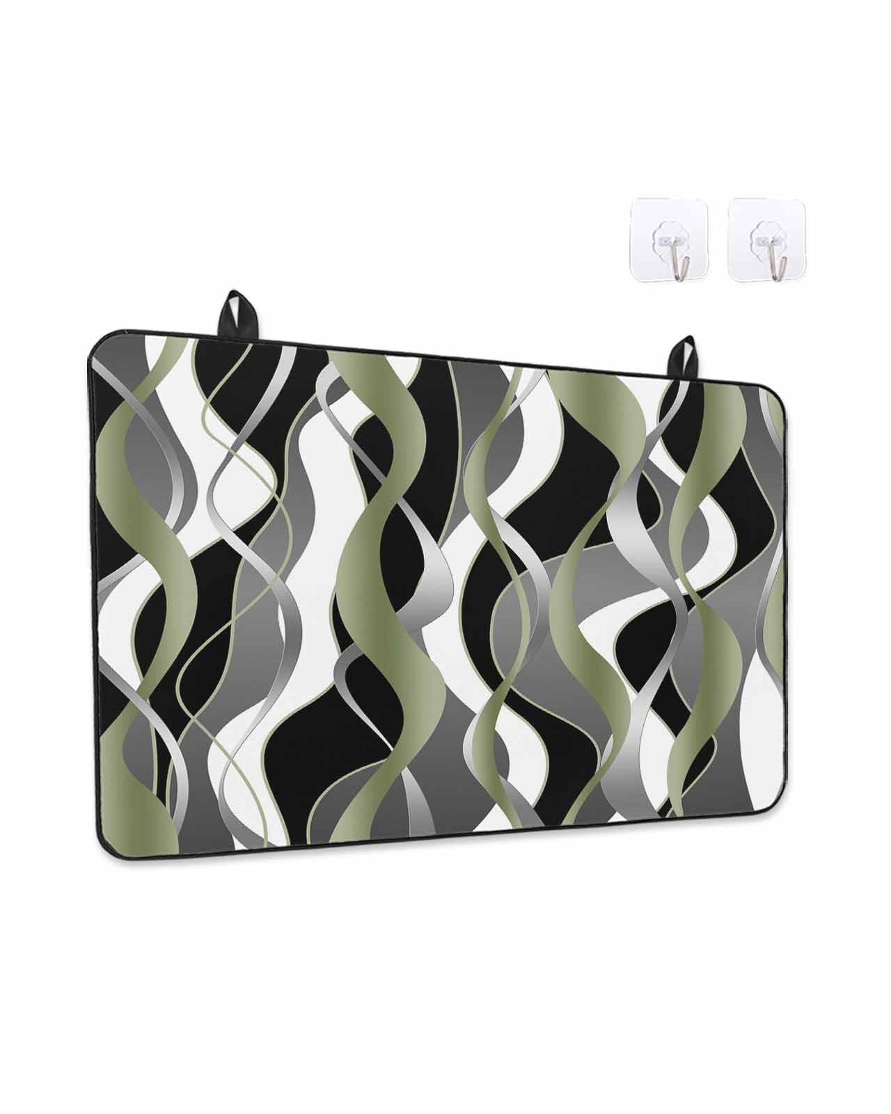 Stove Top Covers for Electric Stove, Sage Green Stripe Glass Stovetop Cover Protector, Grey White Geometric Modern Abstract Induction Cooktop Protector Oven Mat for Kitchen Countertop 24"x21"