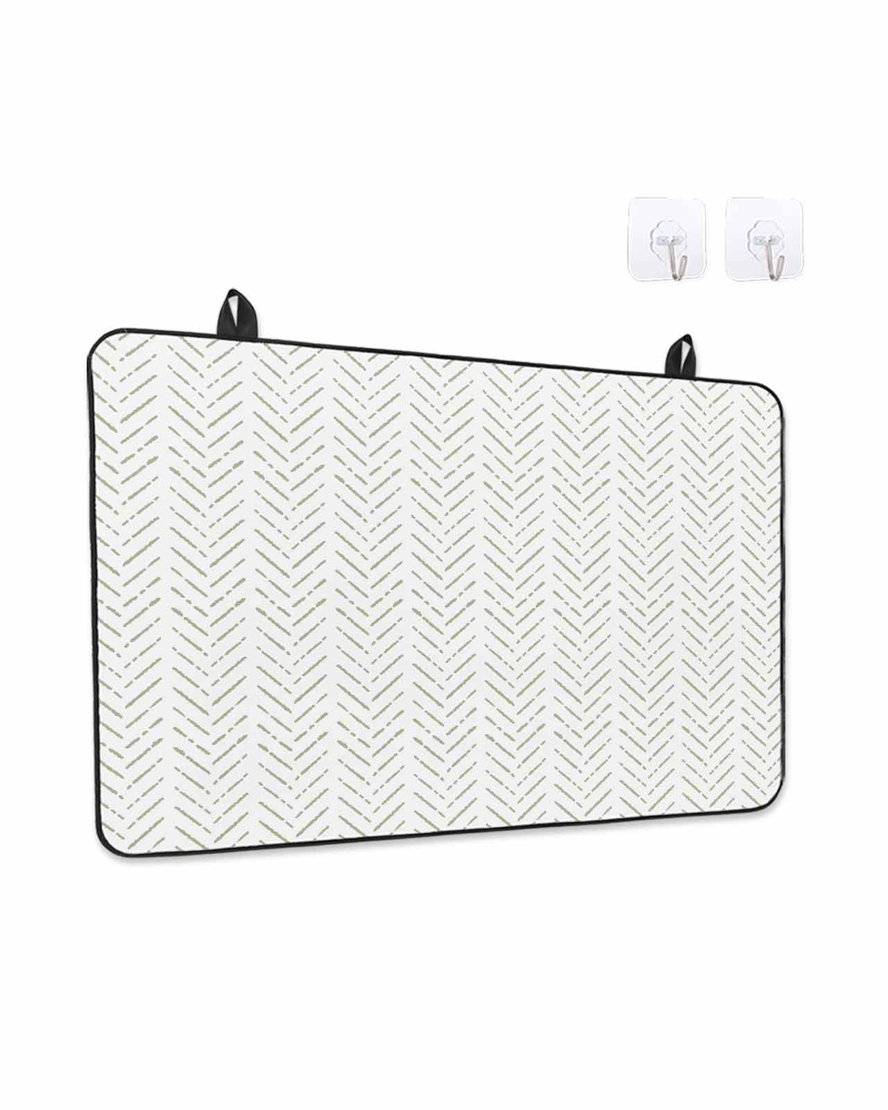 Stove Top Covers for Electric Stove, Sage Green Striped Glass Stovetop Cover Protector, Modern Abstract Art Geometric Induction Cooktop Protector Oven Mat for Kitchen Countertop 24"x21"