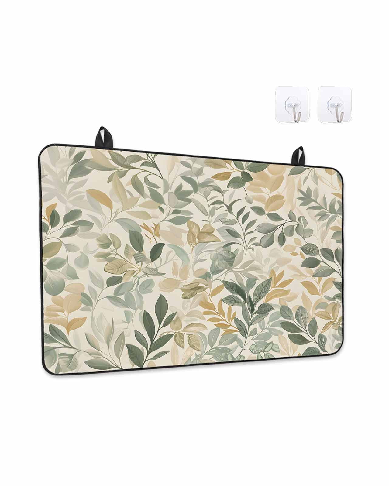 Stove Top Covers for Electric Stove, Sage Green Yellow Botanical Glass Stovetop Cover Protector, Spring Summer Vintage Induction Cooktop Protector Oven Mat for Kitchen Countertop 24"x21"