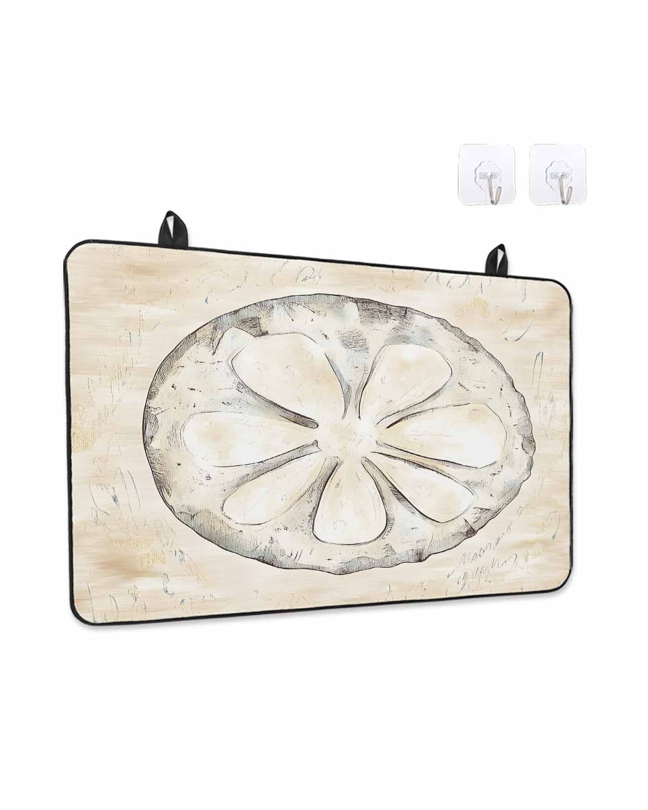 Stove Top Covers for Electric Stove, Sand Dollar Coastal Glass Stovetop Cover Protector, Summer Beach Beige Sea Induction Cooktop Protector Oven Mat for Kitchen Countertop 24"x21"
