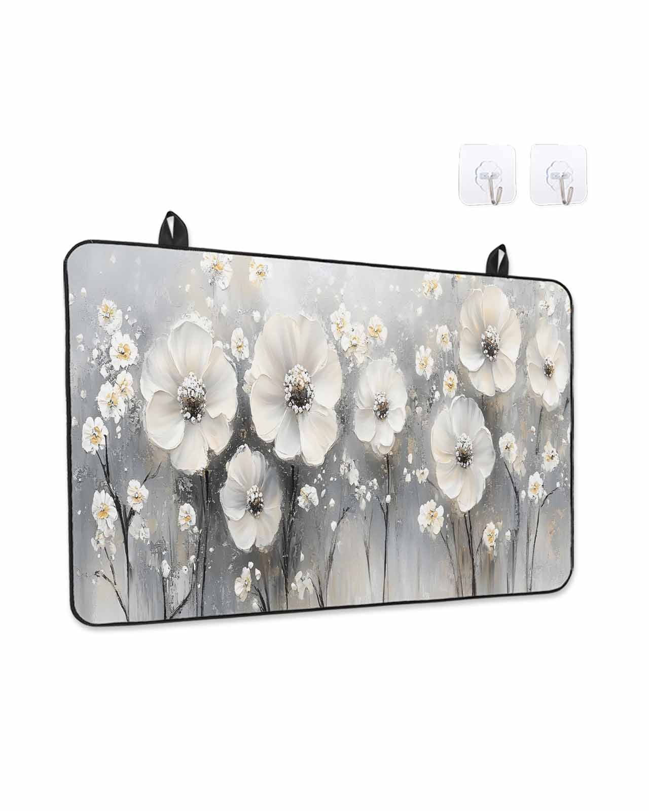 Stove Top Covers for Electric Stove, Spring Camellia Glass Stovetop Cover Protector, Retro Floral Oil Painting Modern Art Induction Cooktop Protector Oven Mat for Kitchen Countertop 24"x21"
