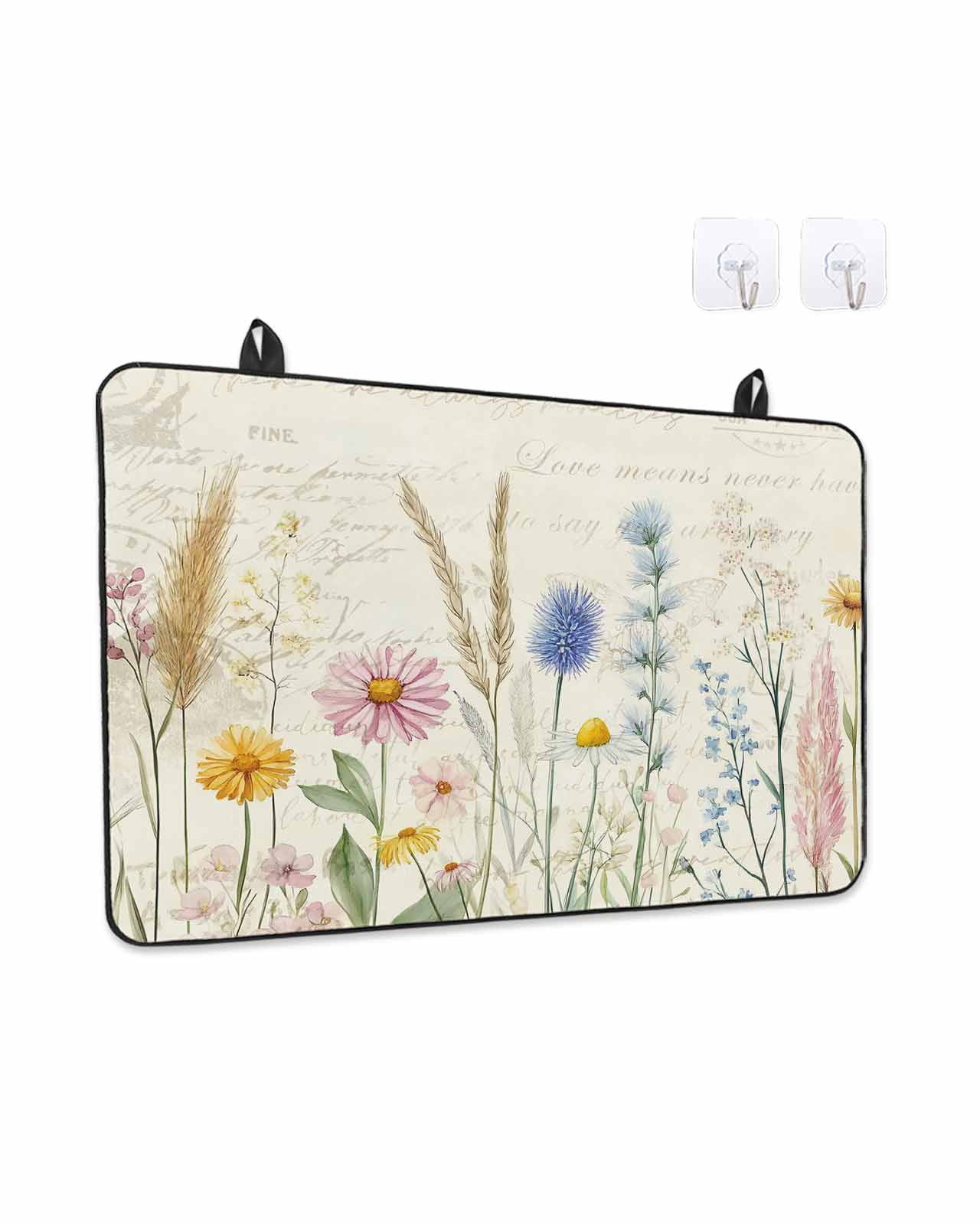 Stove Top Covers for Electric Stove, Spring Floral Glass Stovetop Cover Protector, Summer Flower Botanical Farmhouse Induction Cooktop Protector Oven Mat for Kitchen Countertop 24"x21"