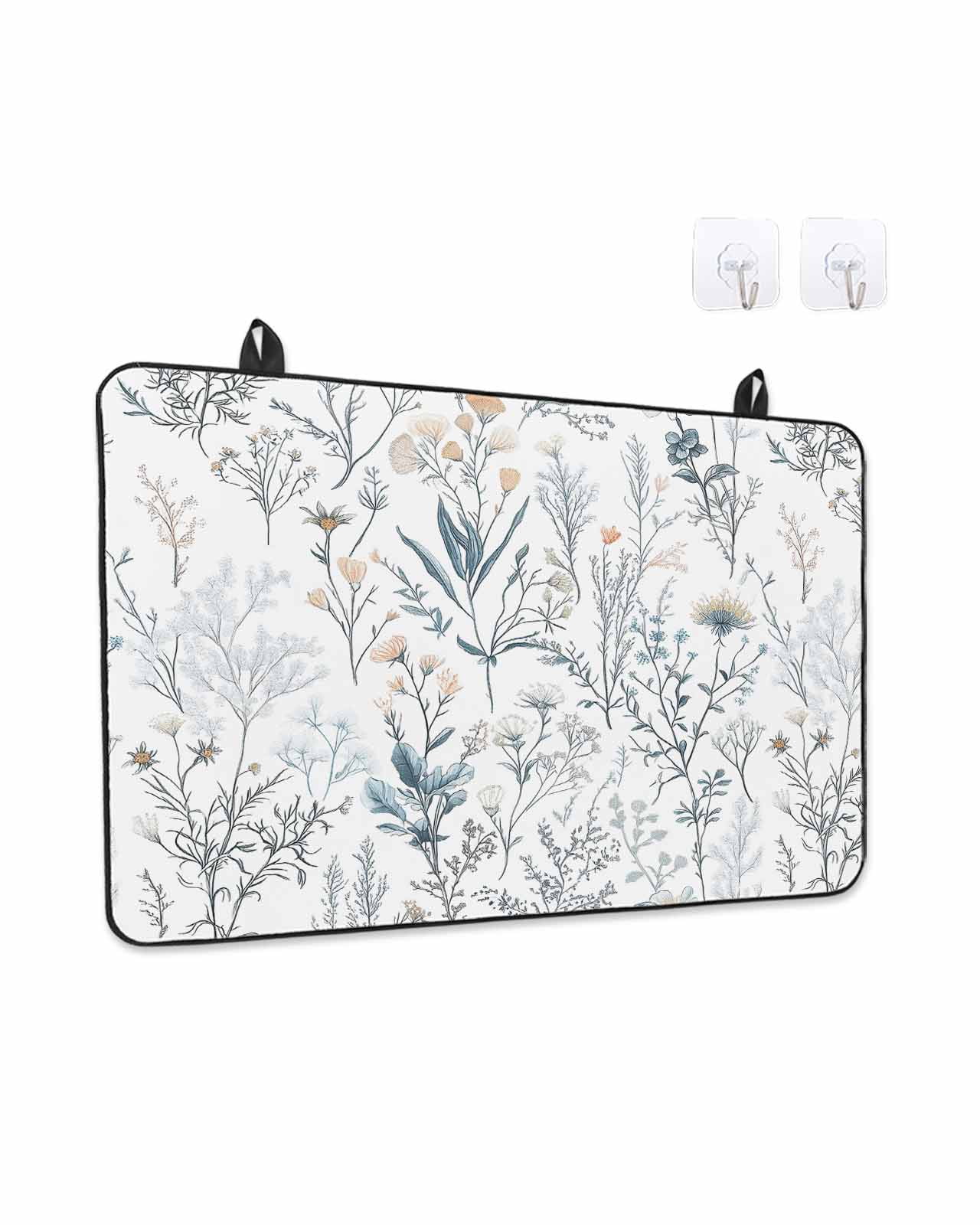 Stove Top Covers for Electric Stove, Spring Floral Glass Stovetop Cover Protector, Vintage Botanical Watercolor Induction Cooktop Protector Oven Mat for Kitchen Countertop 24"x21"