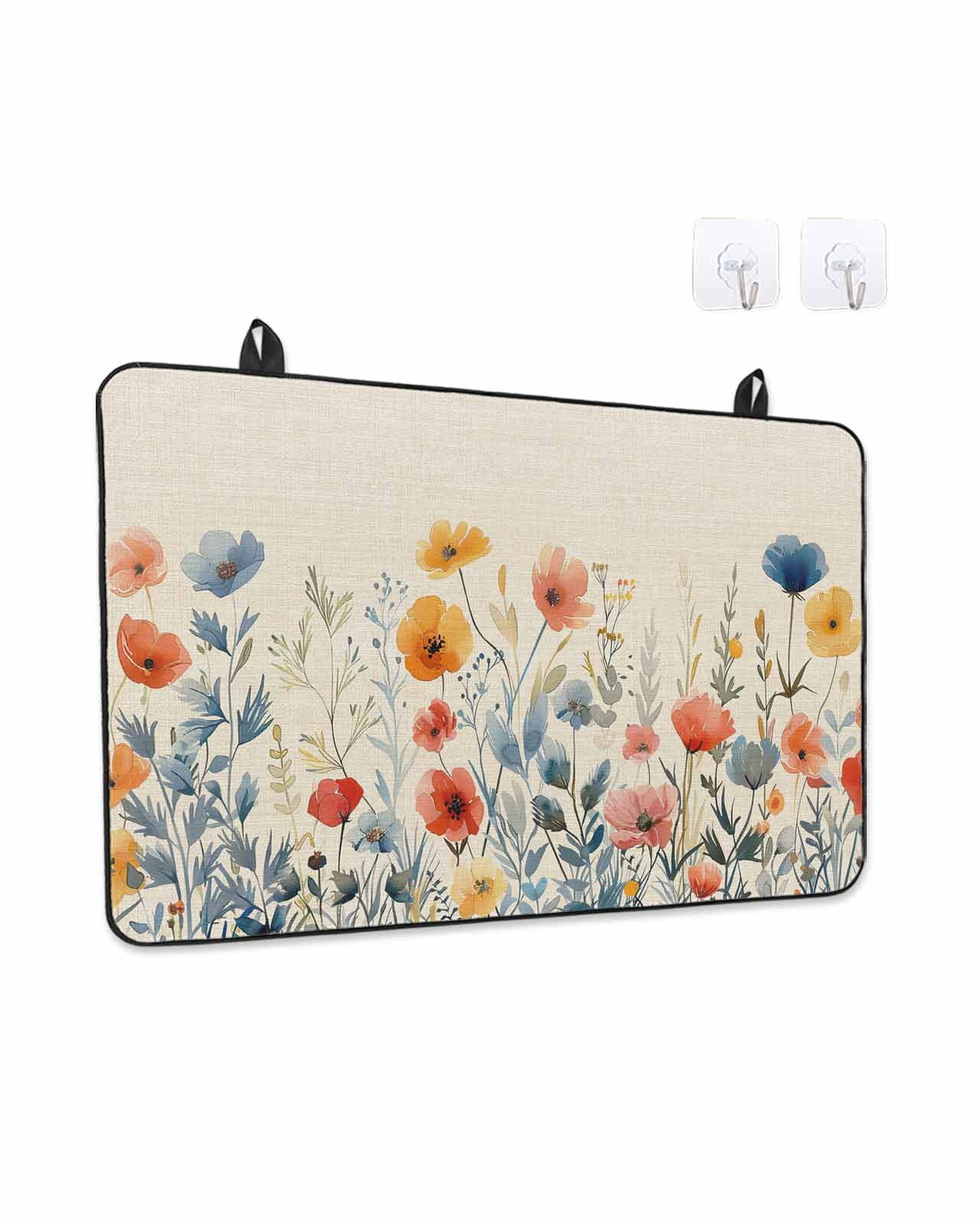 Stove Top Covers for Electric Stove, Spring Floral Glass Stovetop Cover Protector, Watercolor Elegant Summer Botanical Rustic Induction Cooktop Protector Oven Mat for Kitchen Countertop 31"x24"