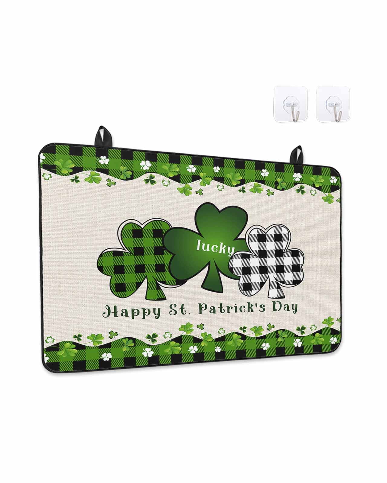 Stove Top Covers for Electric Stove, St. Patrick's Day Kitchen Glass Ceramic Electric Cooktop Covers, Green and Black Checkered Lucky HeatResistant Oven/Countertop/Dishwasher/Sink Protector