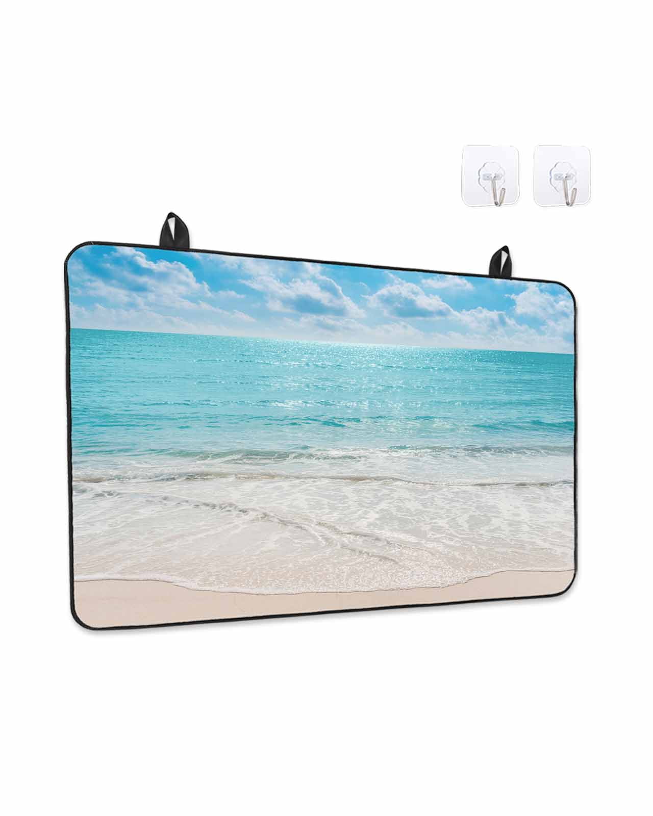 Stove Top Covers for Electric Stove, Summer Beach Glass Stovetop Cover Protector, Blue Coastal Ocean Seaside Nautical Induction Cooktop Protector Oven Mat for Kitchen Countertop 24"x21"