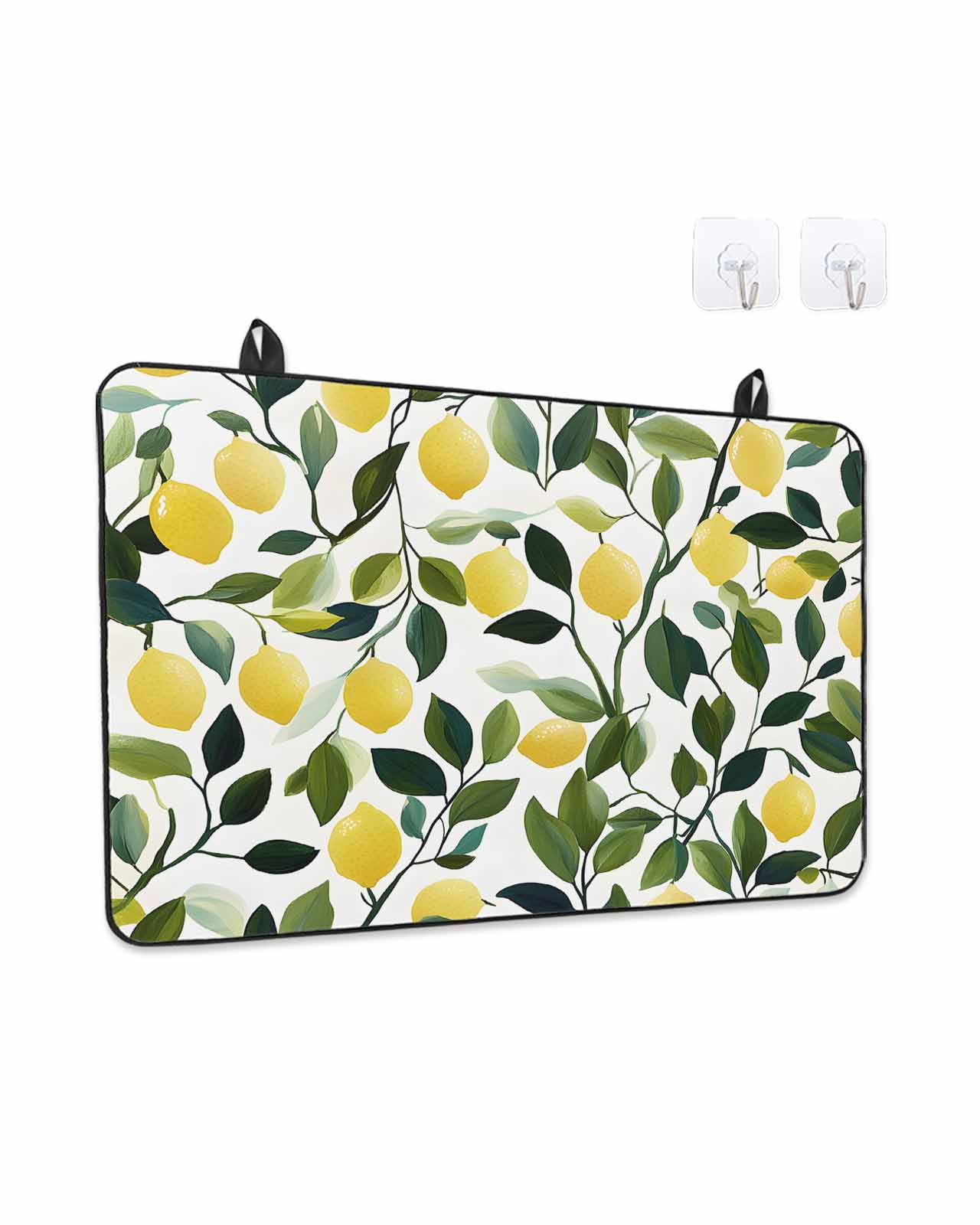 Stove Top Covers for Electric Stove, Summer Lemon Glass Stovetop Cover Protector, Yellow Fruits Pastoral Green Botanical Induction Cooktop Protector Oven Mat for Kitchen Countertop 24"x21"
