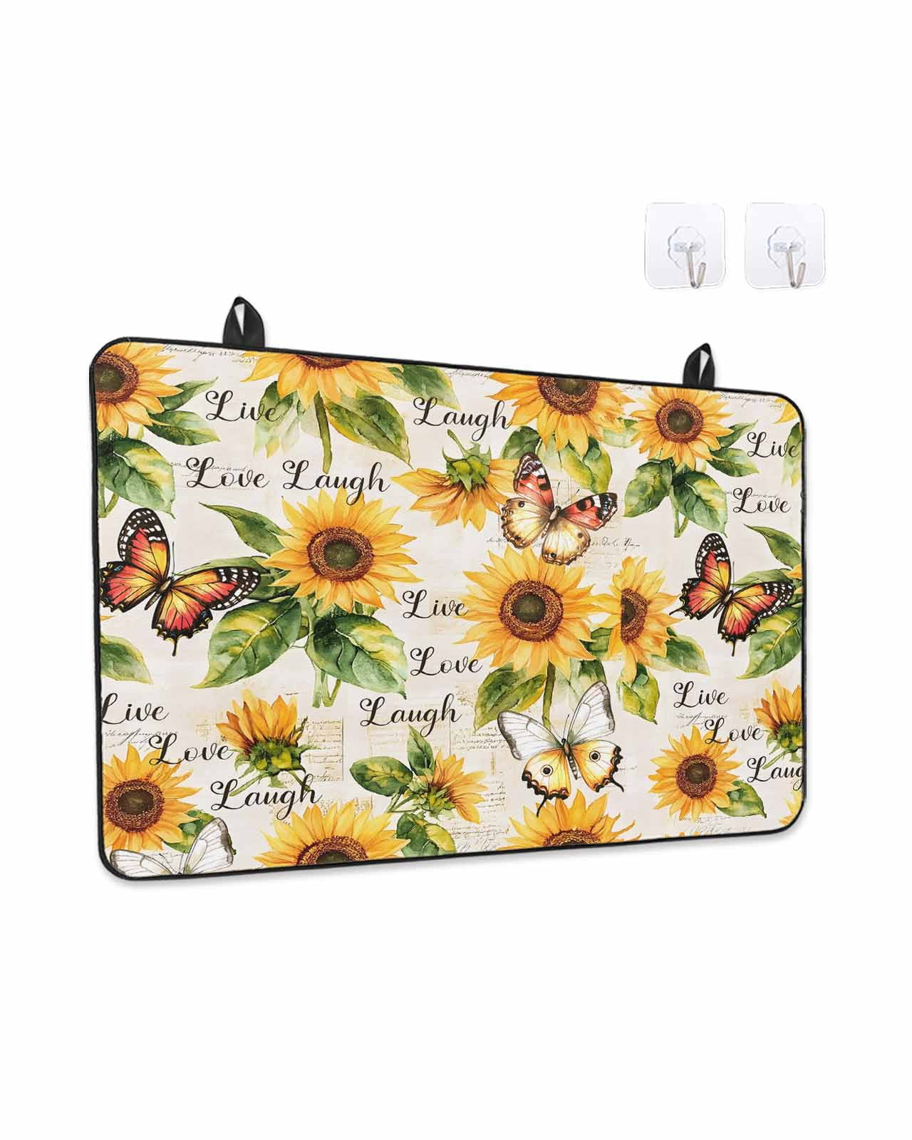 Stove Top Covers for Electric Stove, Sunflower Glass Stovetop Cover Protector, Summer Botanical Vintage Spring Floral Butterfly Induction Cooktop Protector Oven Mat for Kitchen Countertop 24"x21"