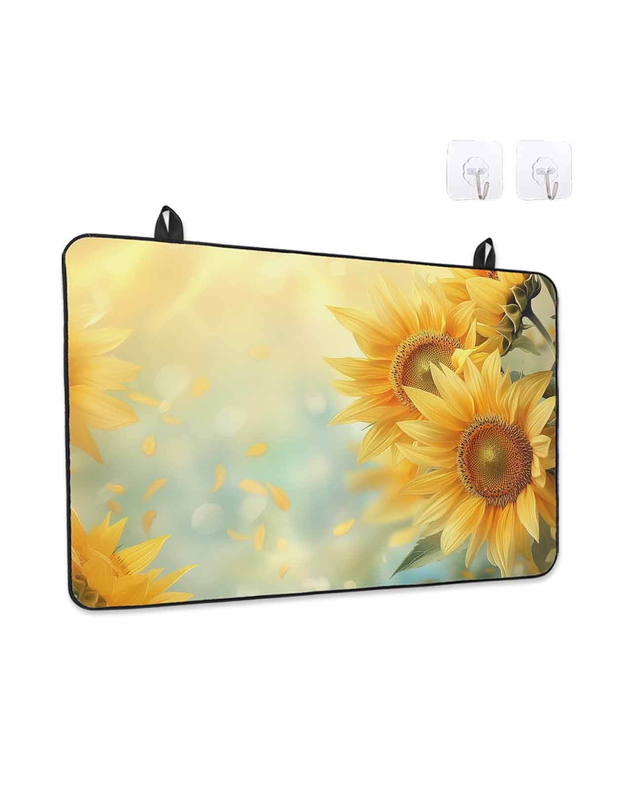 Stove Top Covers for Electric Stove, Sunflower Glass Stovetop Cover Protector, Yellow Spring Floral Botanical Induction Cooktop Protector Oven Mat for Kitchen Countertop 24"x21"
