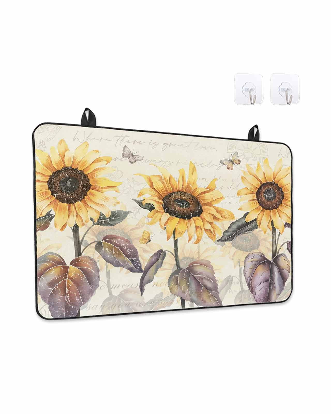 Stove Top Covers for Electric Stove, Sunflower Glass Stovetop Cover Protector, Yellow Summer Botanical Floral Farmhouse Induction Cooktop Protector Oven Mat for Kitchen Countertop 24"x21"
