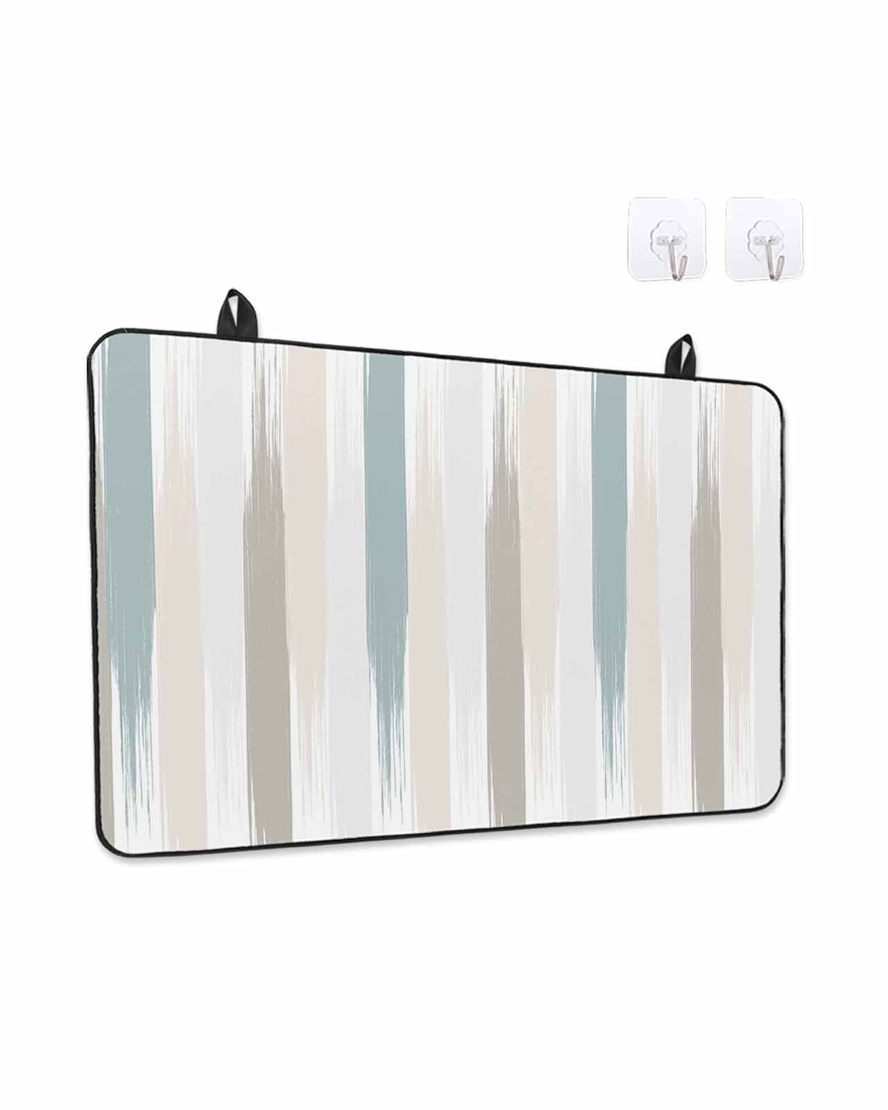Stove Top Covers for Electric Stove, Teal Beige Brown Glass Stovetop Cover Protector, Modern Oil Painting Striped Abstract Art Induction Cooktop Protector Oven Mat for Kitchen Countertop 24"x21"