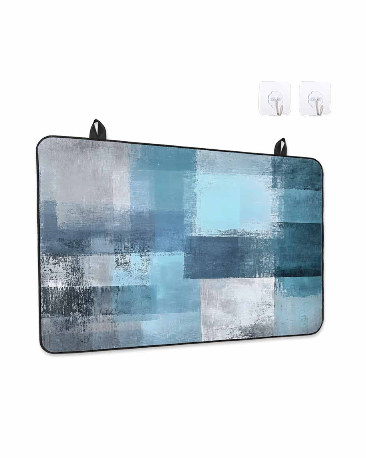 Stove Top Covers for Electric Stove, Teal Blue Glass Stovetop Cover Protector, Modern Oil Painting Abstract Ombre Geometric Induction Cooktop Protector Oven Mat for Kitchen Countertop 24"x21"