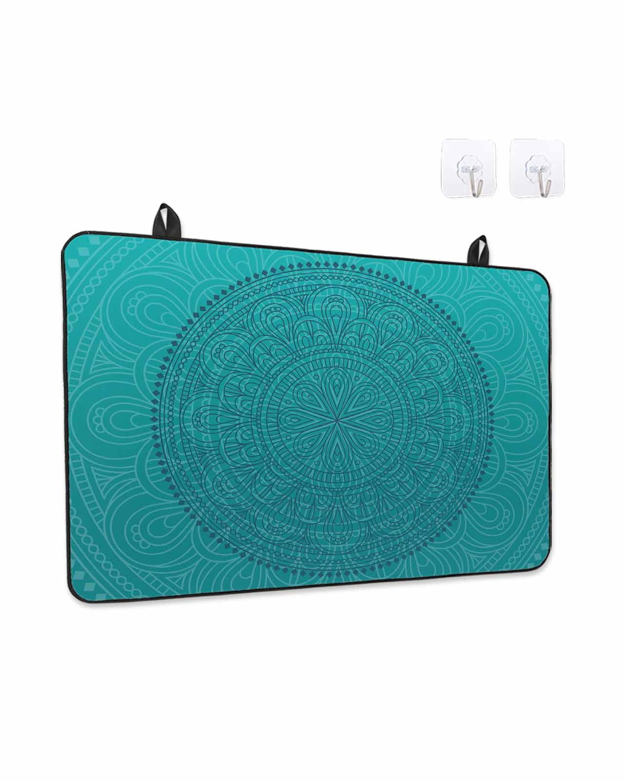 Stove Top Covers for Electric Stove, Teal Boho Glass Stovetop Cover Protector, Farmhouse Abstract Geometric Aesthetic Art Induction Cooktop Protector Oven Mat for Kitchen Countertop 24"x21"