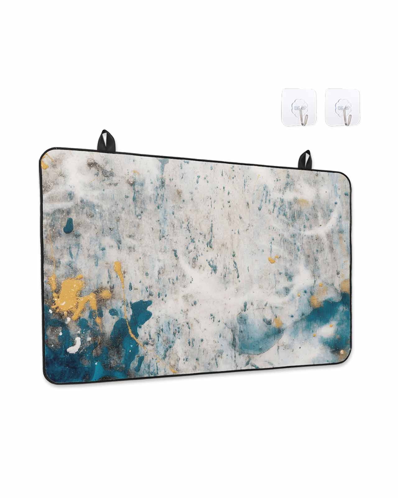 Stove Top Covers for Electric Stove, Teal Gray Gold Glass Stovetop Cover Protector, Modern Minimalist Abstract Gradient Art Induction Cooktop Protector Oven Mat for Kitchen Countertop 24"x21"