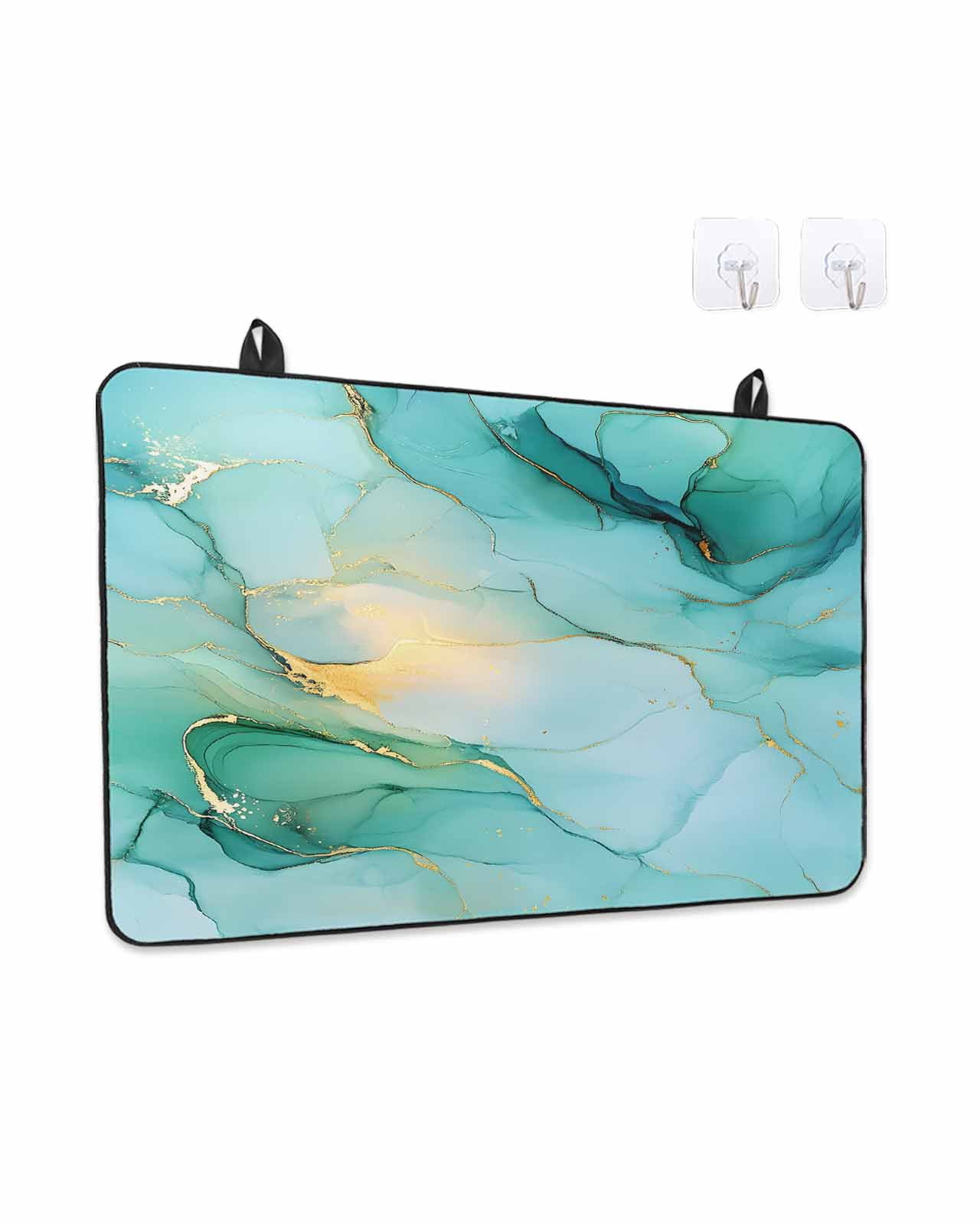 Stove Top Covers for Electric Stove, Teal Marble Glass Stovetop Cover Protector, Abstract Art Modern Ink Painting Induction Cooktop Protector Oven Mat for Kitchen Countertop 24"x21"