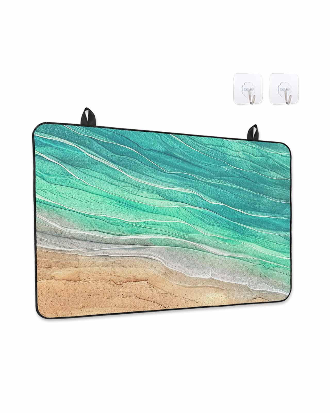Stove Top Covers for Electric Stove, Teal Ombre Coastal Glass Stovetop Cover Protector, Summer Nautical Beach Ocean Seaside Induction Cooktop Protector Oven Mat for Kitchen Countertop 31"x24"