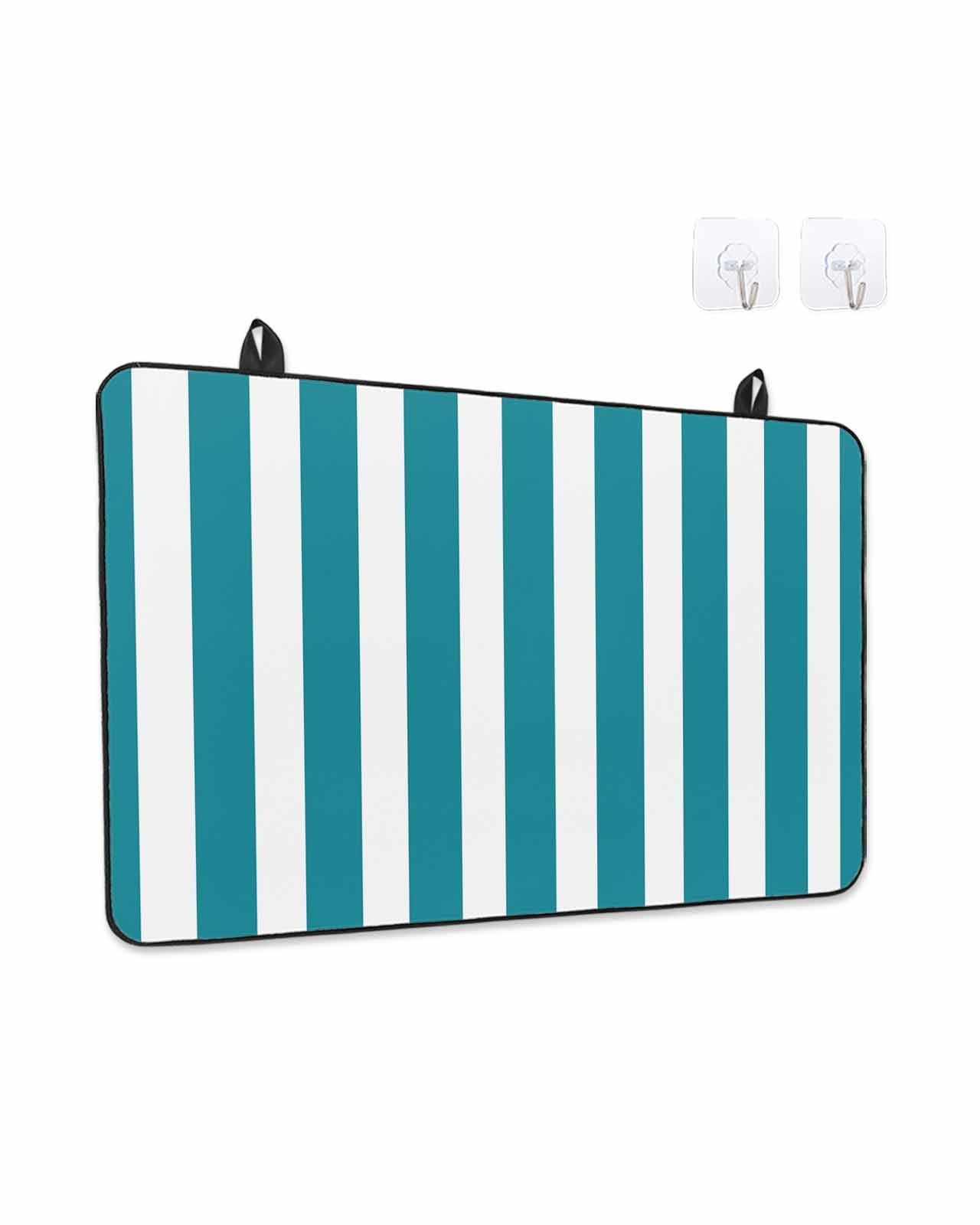 Stove Top Covers for Electric Stove, Teal Striped Glass Stovetop Cover Protector, Simple Art Vertical Stripe Farmhouse Induction Cooktop Protector Oven Mat for Kitchen Countertop 24"x21"