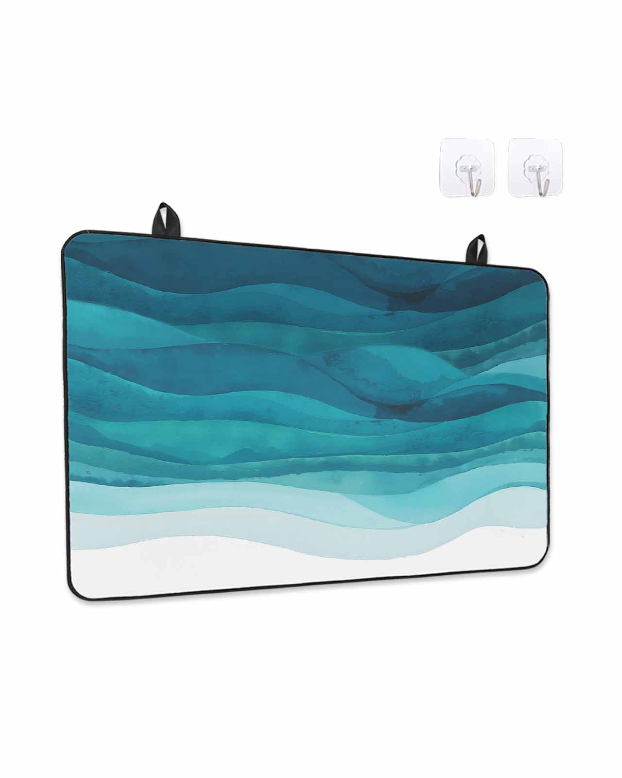 Stove Top Covers for Electric Stove, Teal Turquoise Waves Glass Stovetop Cover Protector, Ombre Coastal Ocean Water Abstract Induction Cooktop Protector Oven Mat for Kitchen Countertop 28.5"x20.5"