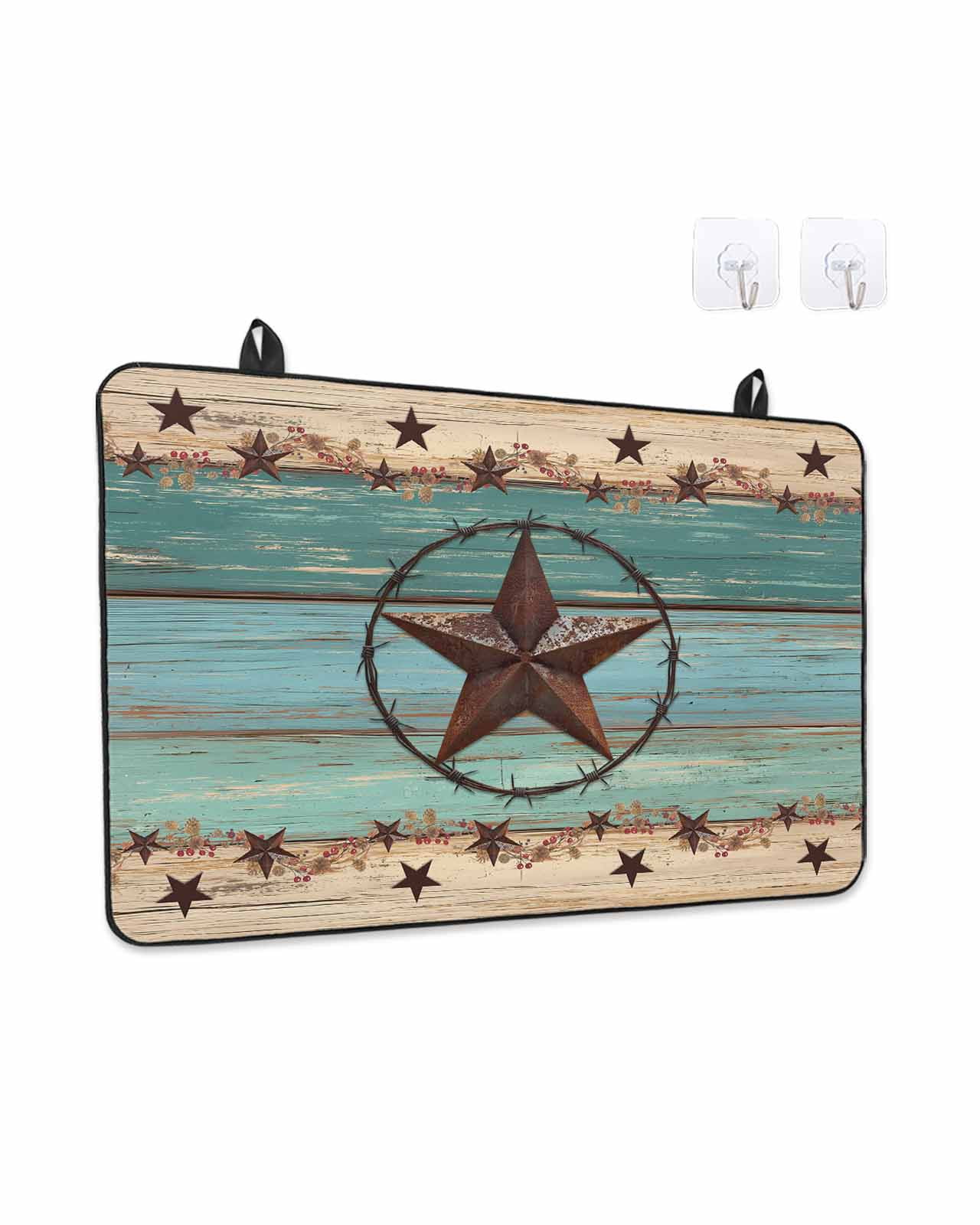 Stove Top Covers for Electric Stove, Texas Star Country Kitchen Glass Ceramic Electric Cooktop Covers 24"x21", Western Old Wooden Board Vintage HeatResistant Oven/Countertop/Dishwasher/Sink Protector