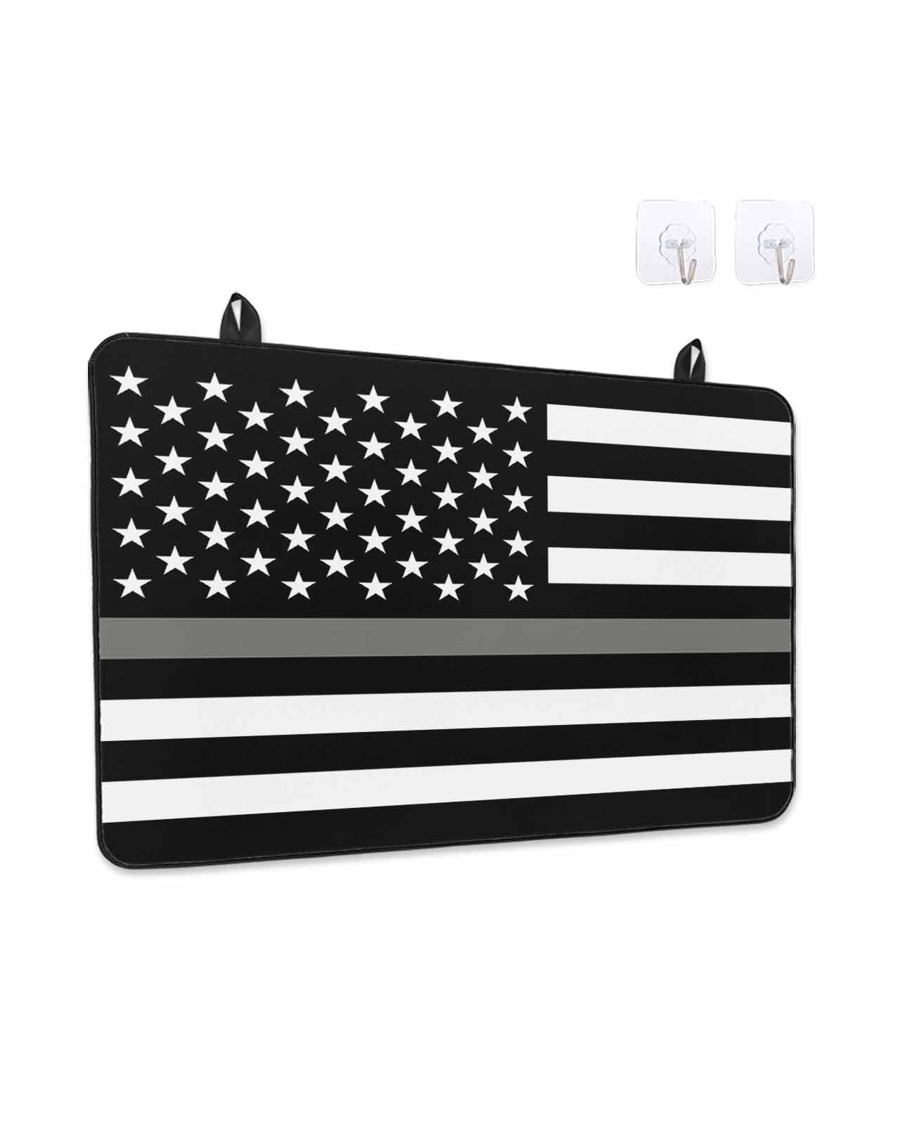 Stove Top Covers for Electric Stove, Thin Grey White Line Glass Stovetop Cover Protector, American Flag Star Induction Cooktop Protector Oven Mat for Kitchen Countertop 24"x21"