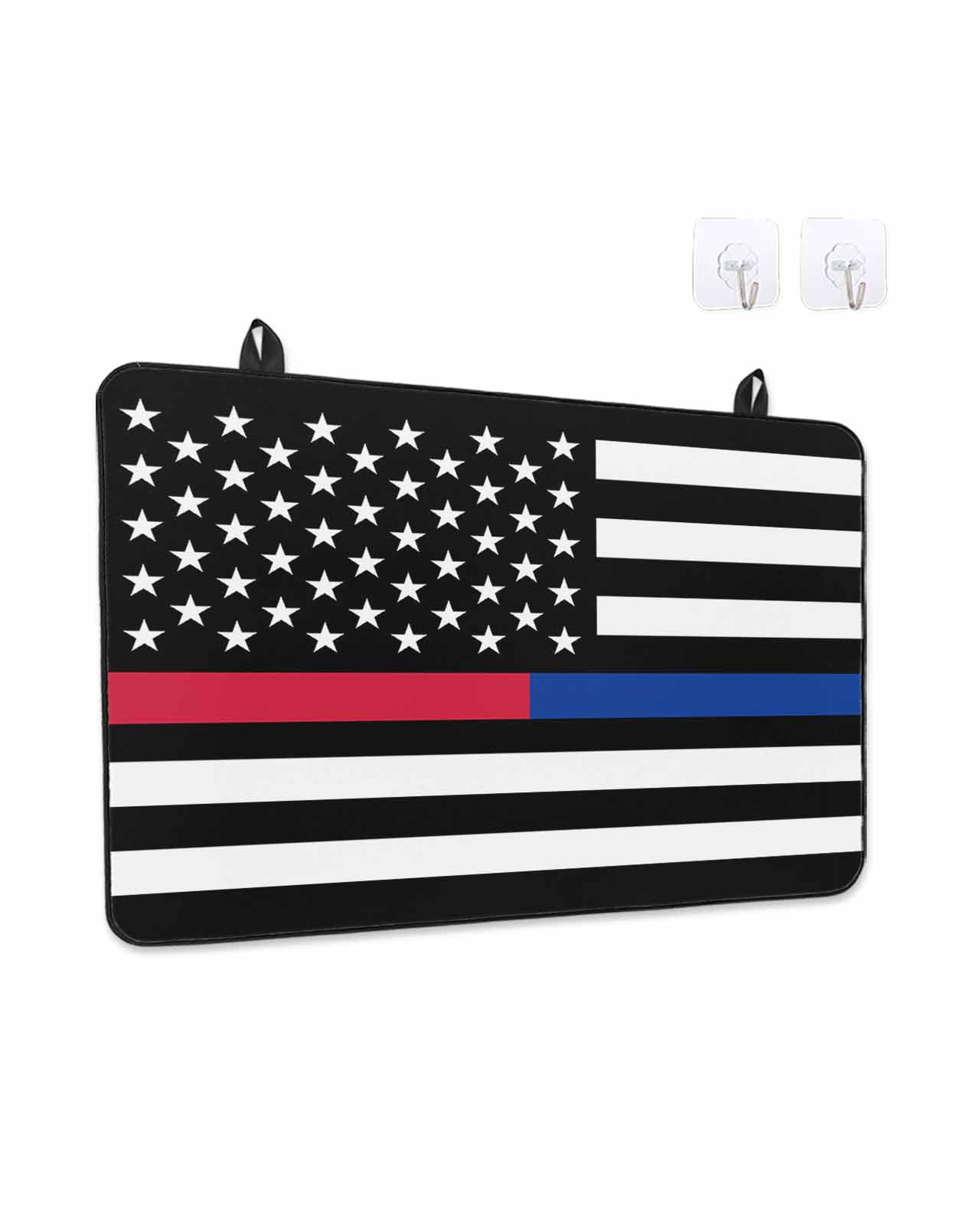 Stove Top Covers for Electric Stove, Thin Red Blue White Line Glass Stovetop Cover Protector, American Flag Star Induction Cooktop Protector Oven Mat for Kitchen Countertop 24"x21"