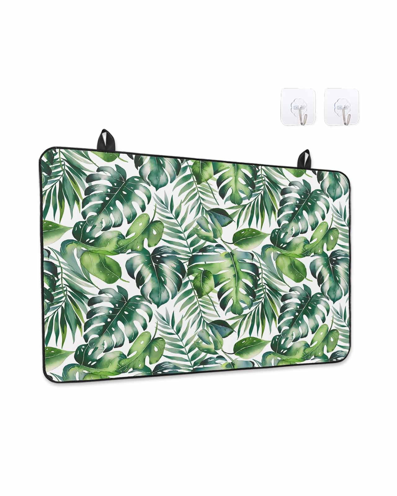 Stove Top Covers for Electric Stove, Tropical Glass Stovetop Cover Protector, Green Palm Leaf Summer Plant Induction Cooktop Protector Oven Mat for Kitchen Countertop 24"x21"