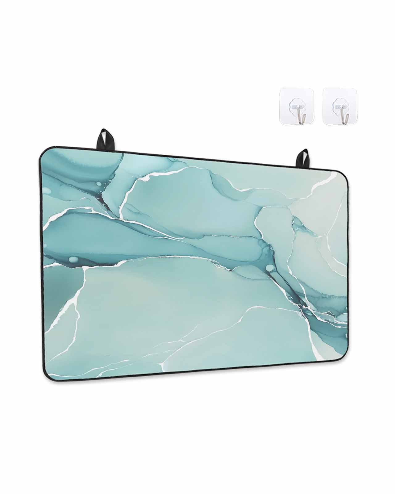 Stove Top Covers for Electric Stove, Turquoise Glass Stovetop Cover Protector, Modern Marble Ink Painting Abstract Art Induction Cooktop Protector Oven Mat for Kitchen Countertop 24"x21"
