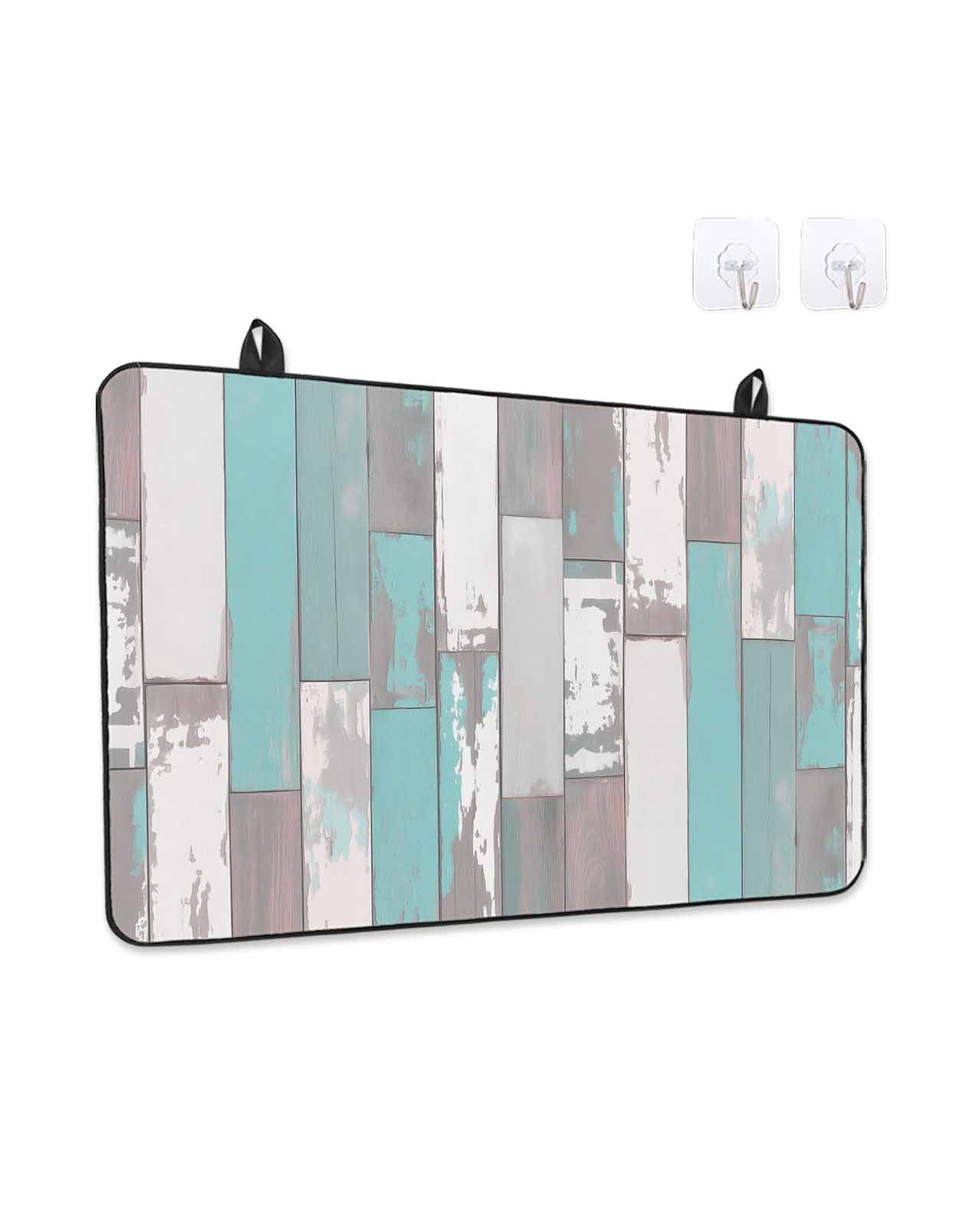 Stove Top Covers for Electric Stove, Turquoise Gray Glass Stovetop Cover Protector, Country Retro Mottled Texture Wood Grain Induction Cooktop Protector Oven Mat for Kitchen Countertop 24"x21"