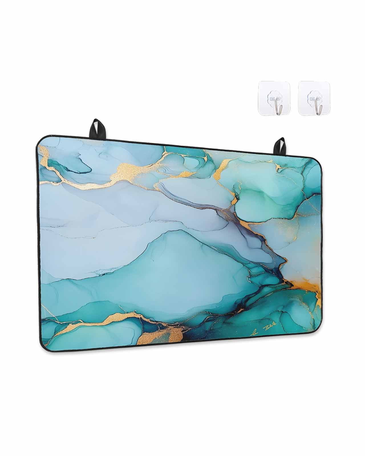 Stove Top Covers for Electric Stove, Turquoise Marble Glass Stovetop Cover Protector, Abstract Green Modern Luxury Cracks Induction Cooktop Protector Oven Mat for Kitchen Countertop 24"x21"