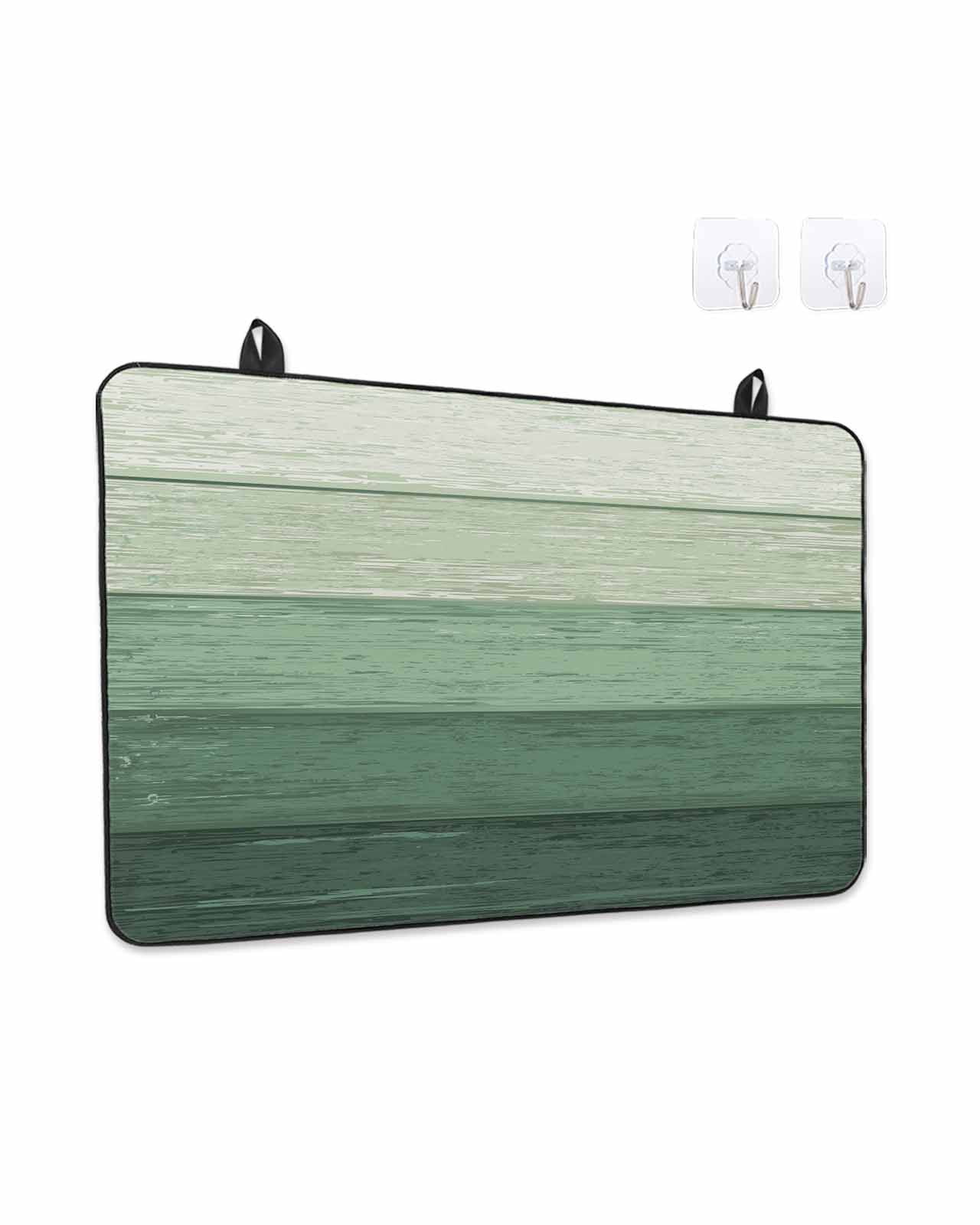 Stove Top Covers for Electric Stove, Turquoise Ombre Glass Stovetop Cover Protector, Farmhouse Vintage Wooden Striped Induction Cooktop Protector Oven Mat for Kitchen Countertop 24"x21"