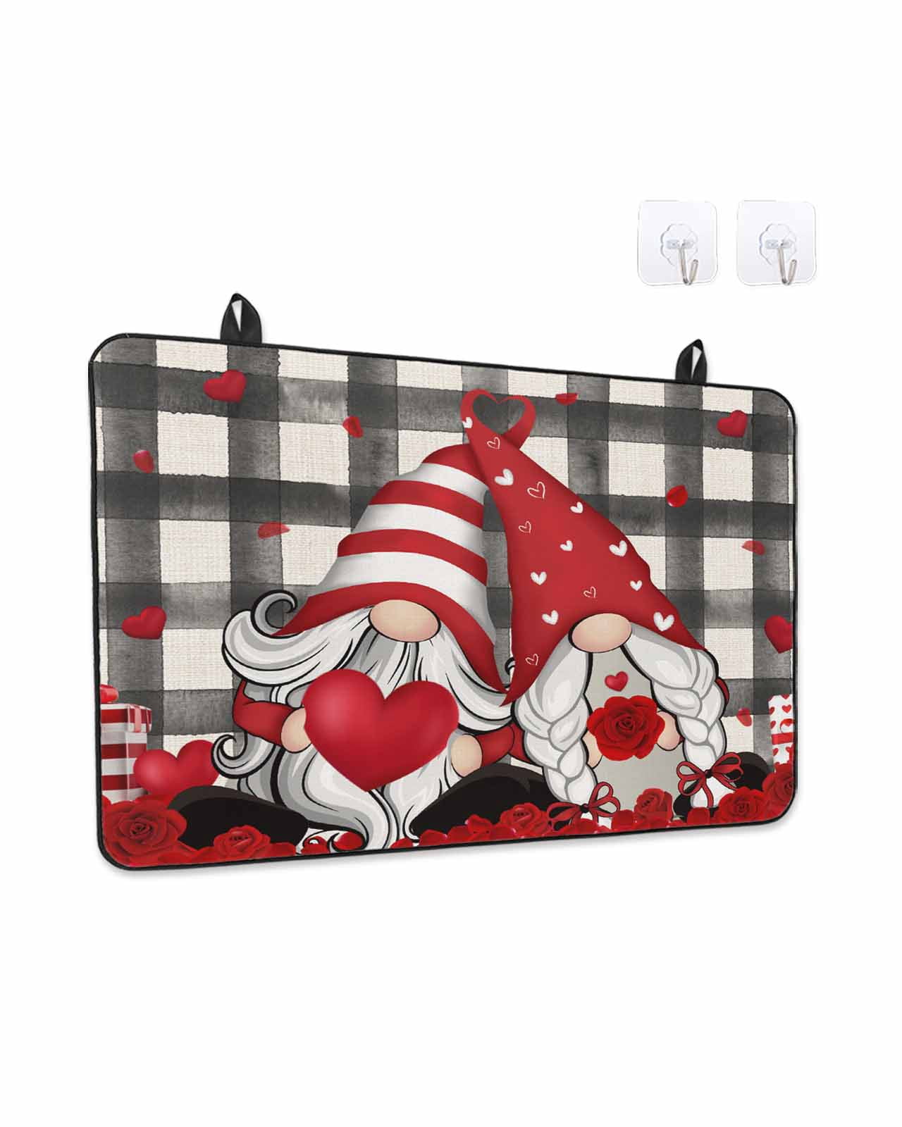 Stove Top Covers for Electric Stove, Valentine, Kitchen Glass Ceramic Electric Cooktop Covers 24"x21", Buffalo Plaid Gnomes Love Valentine's Day HeatResistant Oven/Countertop/Dishwasher Protector