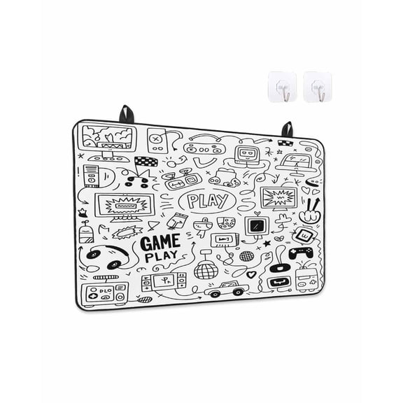 Stove Top Covers for Electric Stove, Video Game Kitchen Glass Ceramic Electric Cooktop Covers 24"x21", Black White Game Controller Monochrome HeatResistant Oven/Countertop/Dishwasher/Sink Protector