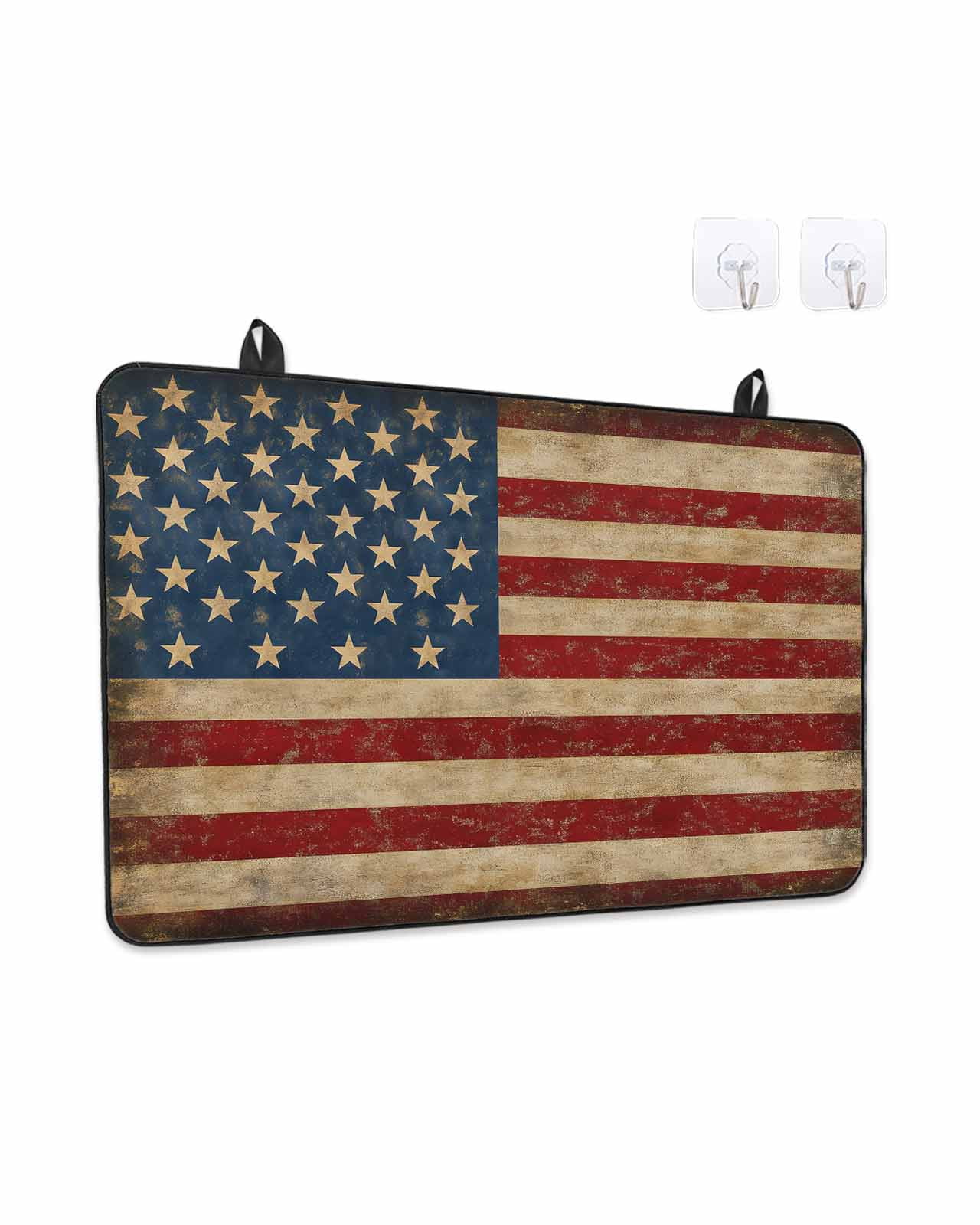 Stove Top Covers for Electric Stove, Vintage American Flag Glass Stovetop Cover Protector, Retro USA Flag Blue Red Induction Cooktop Protector Oven Mat for Kitchen Countertop 24"x21"