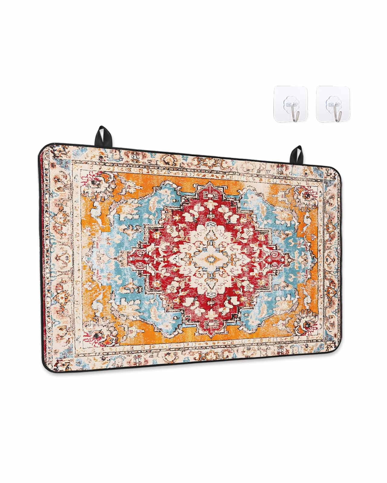 Stove Top Covers for Electric Stove, Vintage Ethnic Glass Stovetop Cover Protector, Boho Tribes Modern Orange Middle Century Induction Cooktop Protector Oven Mat for Kitchen Countertop 36"x21"