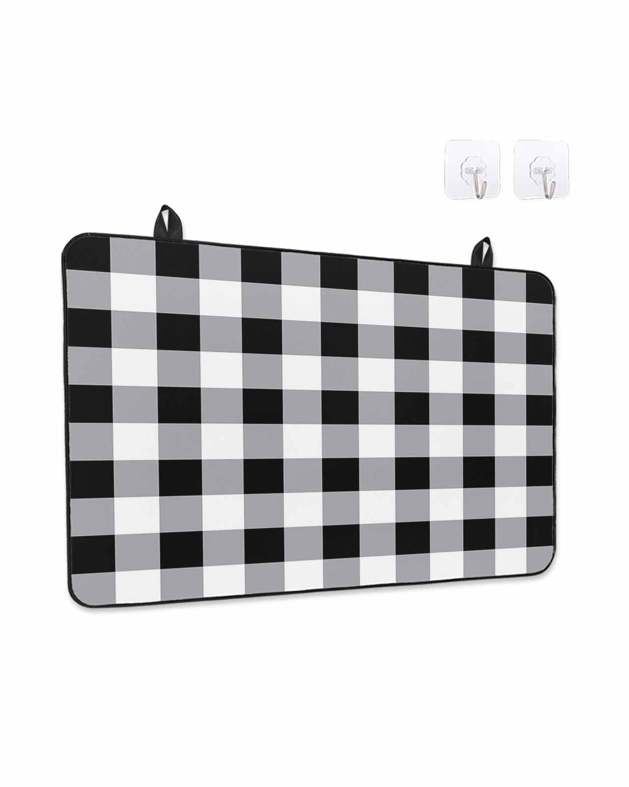 Stove Top Covers for Electric Stove, Vintage Farmhouse Glass Stovetop Cover Protector, Black and White Checkered Induction Cooktop Protector Oven Mat for Kitchen Countertop 24"x21"