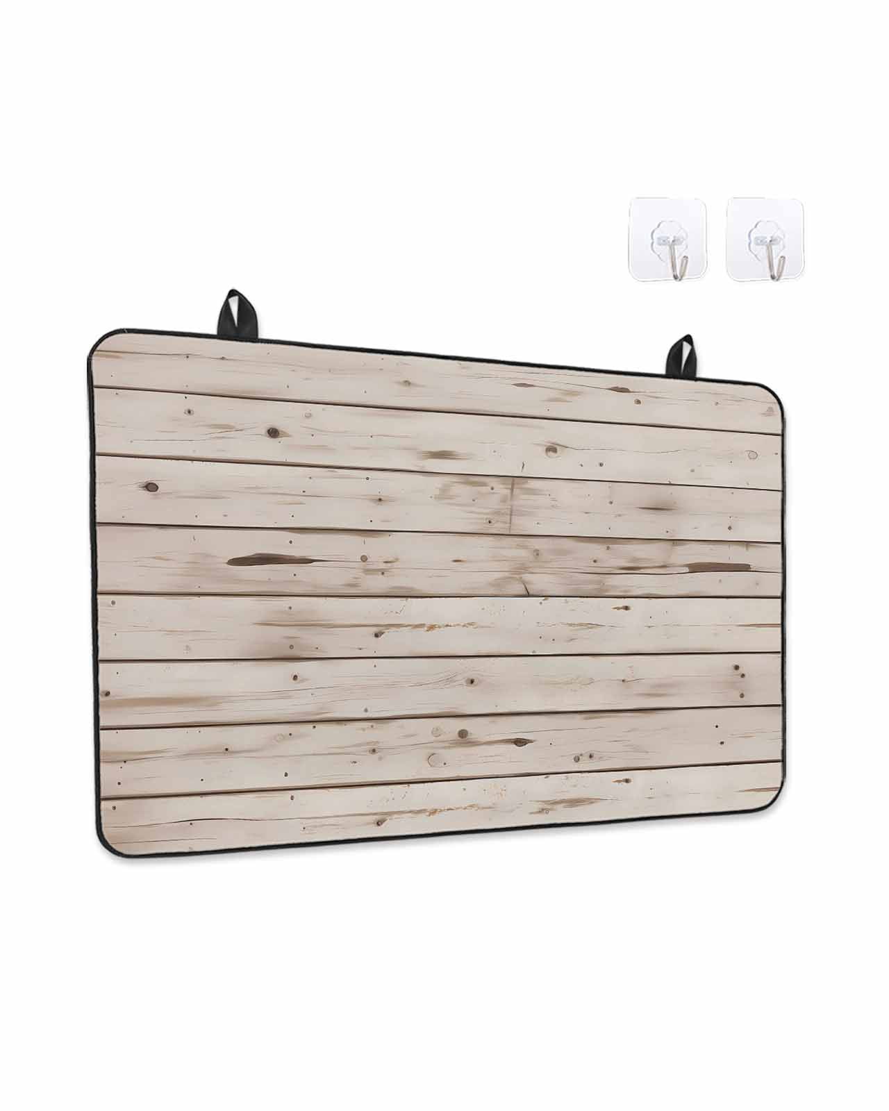 Stove Top Covers for Electric Stove, Vintage Farmhouse Glass Stovetop Cover Protector, Country Retro Beige Wooden Grain Induction Cooktop Protector Oven Mat for Kitchen Countertop 24"x21"