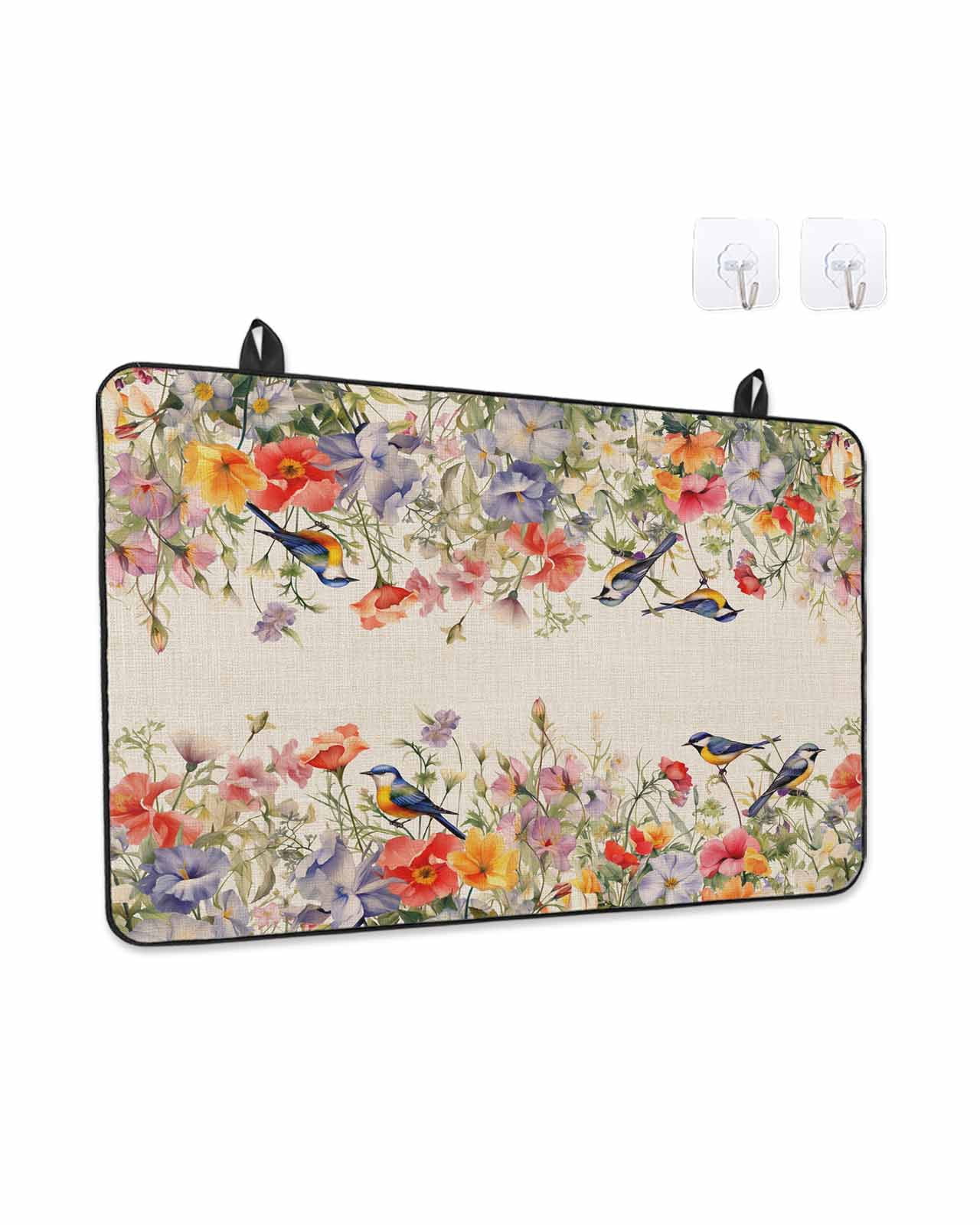 Stove Top Covers for Electric Stove, Vintage Flowers Glass Stovetop Cover Protector, Spring Floral Botanical Rustic Pastoral Induction Cooktop Protector Oven Mat for Kitchen Countertop 24"x21"