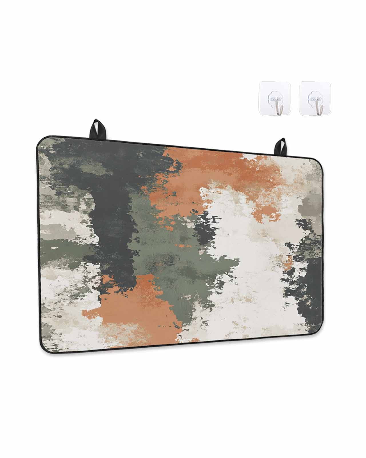 Stove Top Covers for Electric Stove, Vintage Sage Green Orange Glass Stovetop Cover Protector, Modern Abstract Art Induction Cooktop Protector Oven Mat for Kitchen Countertop 24"x21"