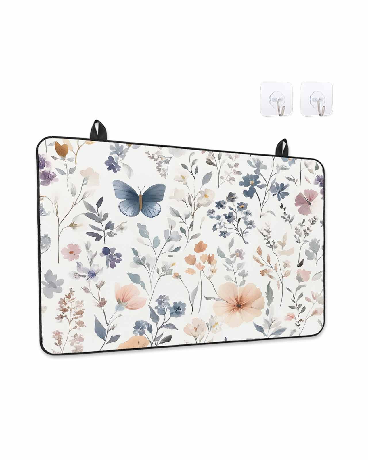 Stove Top Covers for Electric Stove, Watercolor Flower Glass Stovetop Cover Protector, Spring Farm Leaf Country Retro Plant Induction Cooktop Protector Oven Mat for Kitchen Countertop 31"x24"