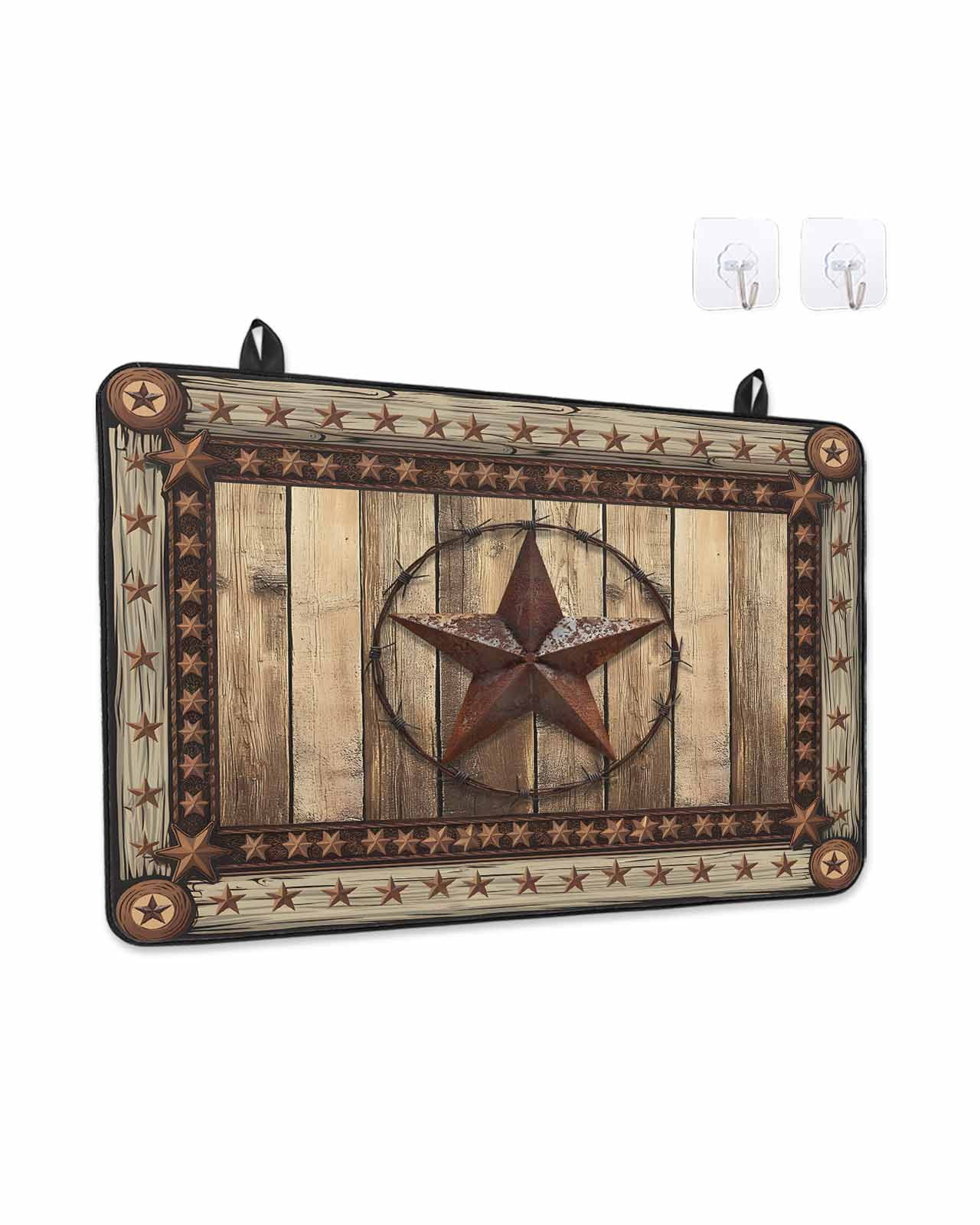 Stove Top Covers for Electric Stove, Western Farmhouse Glass Stovetop Cover Protector, Primitive Rustic Country Retro Texas Star Induction Cooktop Protector Oven Mat for Kitchen Countertop 24"x21"