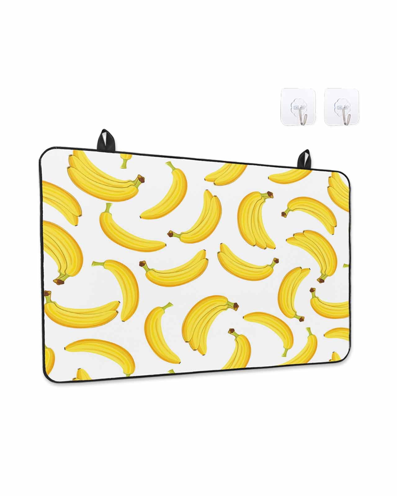 Stove Top Covers for Electric Stove, Yellow Banana Glass Stovetop Cover Protector, Summer Tropical Fruits Watercolor Induction Cooktop Protector Oven Mat for Kitchen Countertop 24"x21"