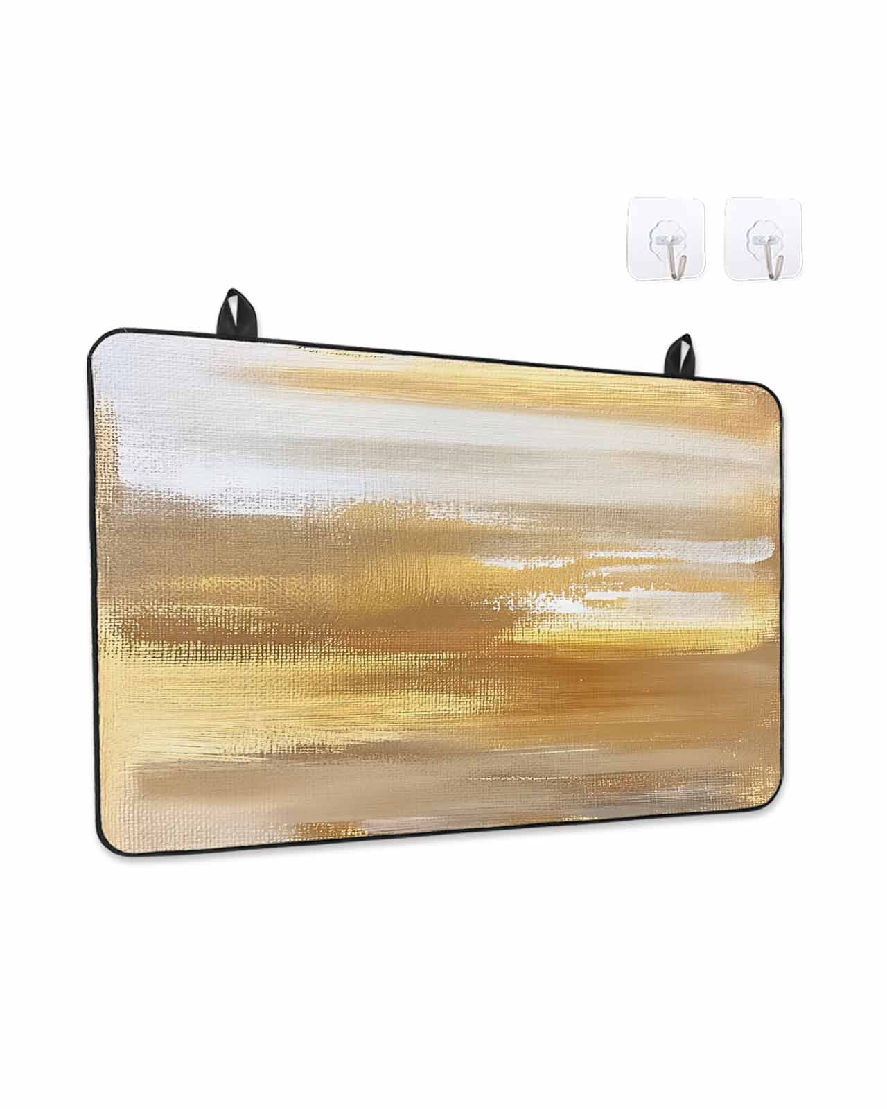 Stove Top Covers for Electric Stove, Yellow Beige Glass Stovetop Cover Protector, Modern Oil Painting Abstract Art Induction Cooktop Protector Oven Mat for Kitchen Countertop 24"x21"