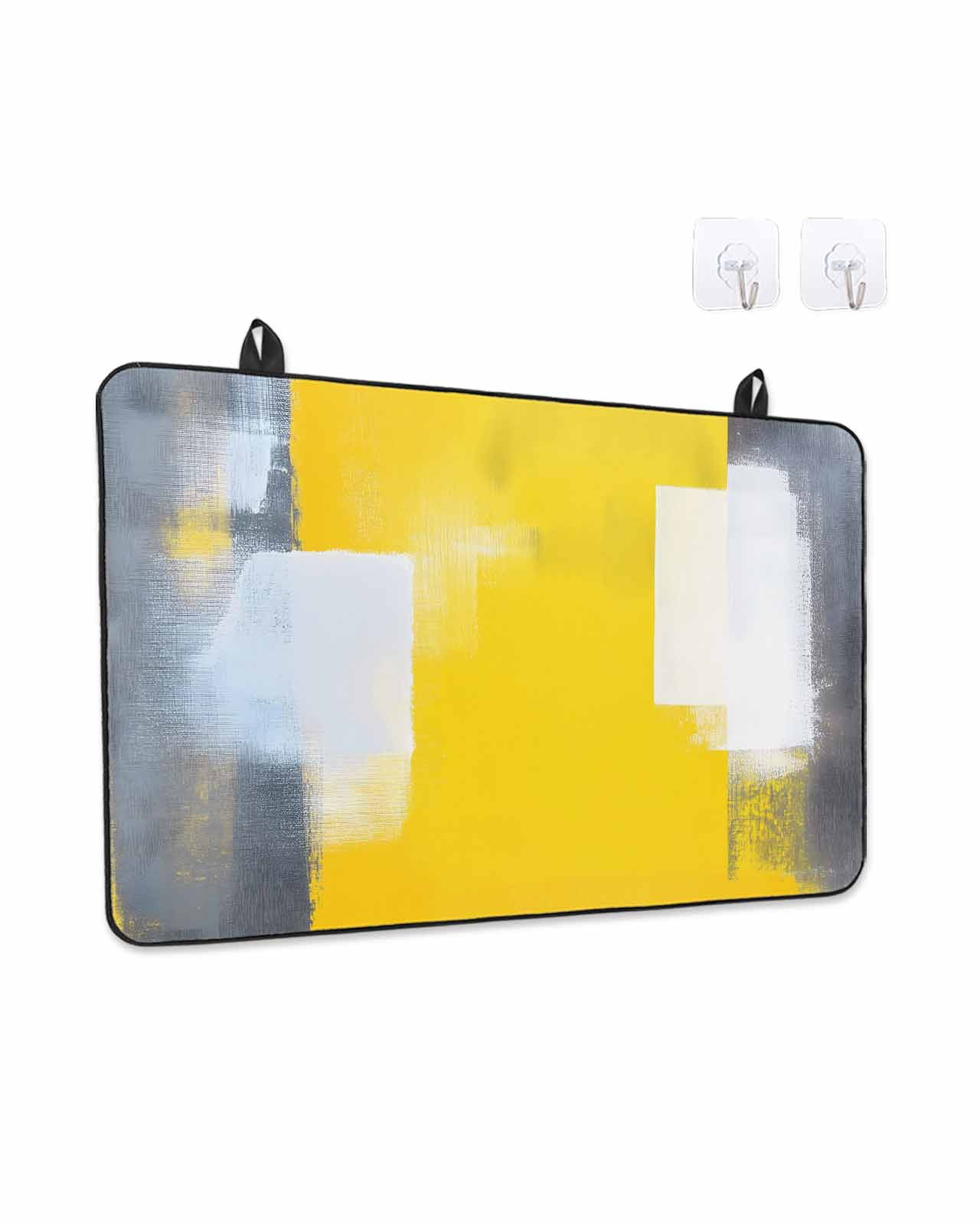 Stove Top Covers for Electric Stove, Yellow Grey Glass Stovetop Cover Protector, Oil Painted Modern Abstract Vintage Induction Cooktop Protector Oven Mat for Kitchen Countertop 24"x21"
