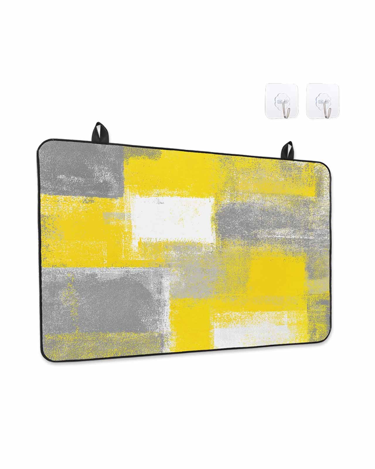 Stove Top Covers for Electric Stove, Yellow Grey Glass Stovetop Cover Protector, Rustic Mottled Oil Painting Abstract Texture Induction Cooktop Protector Oven Mat for Kitchen Countertop 24"x21"