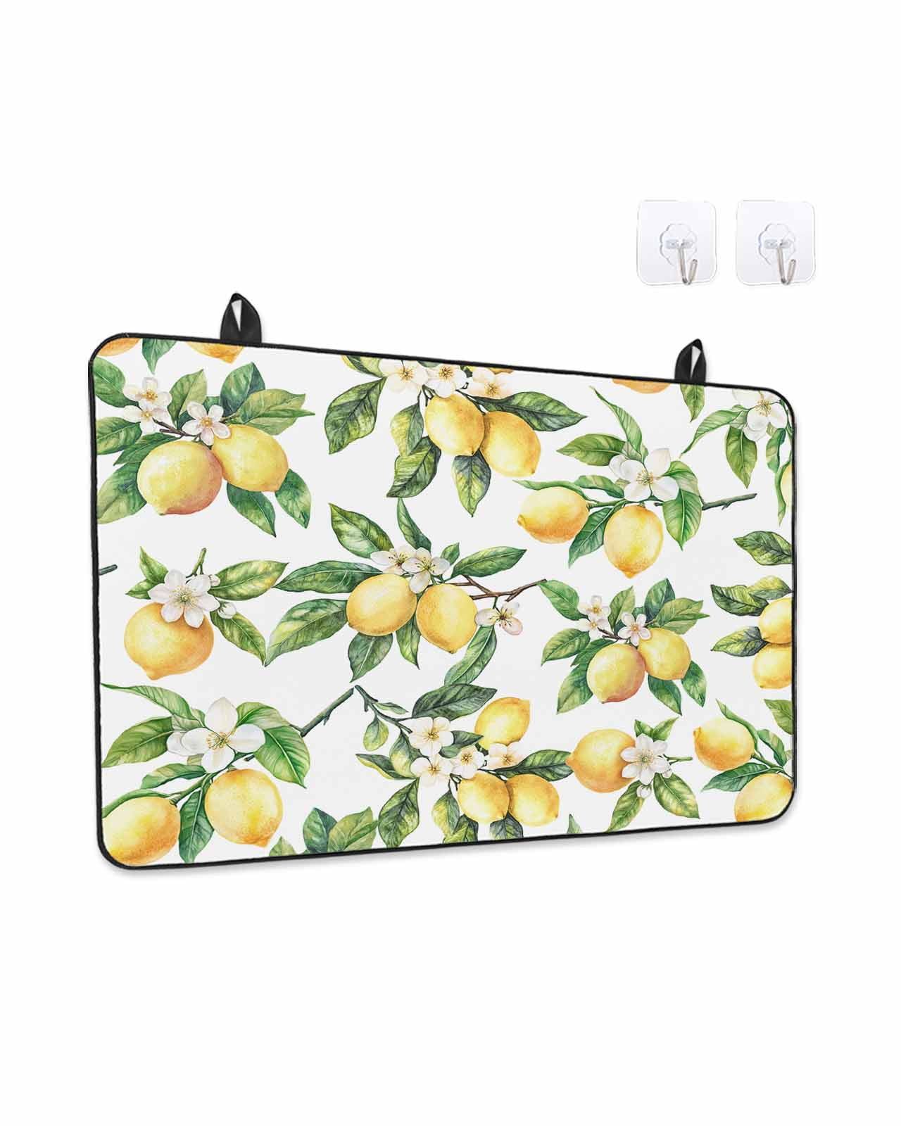 Stove Top Covers for Electric Stove, Yellow Lemon Glass Stovetop Cover Protector, Spring Summer Flower Green Leaf Plant Induction Cooktop Protector Oven Mat for Kitchen Countertop 24"x21"