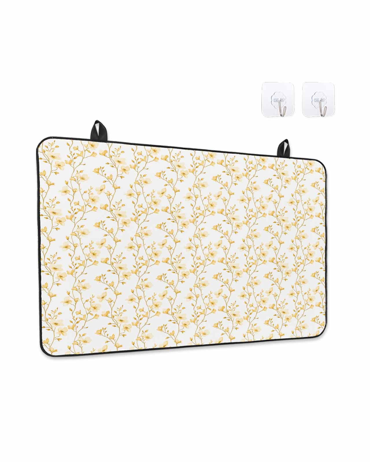 Stove Top Covers for Electric Stove, Yellow Spring Floral Glass Stovetop Cover Protector, Elegant Watercolor Summer Botanical Induction Cooktop Protector Oven Mat for Kitchen Countertop 31"x24"