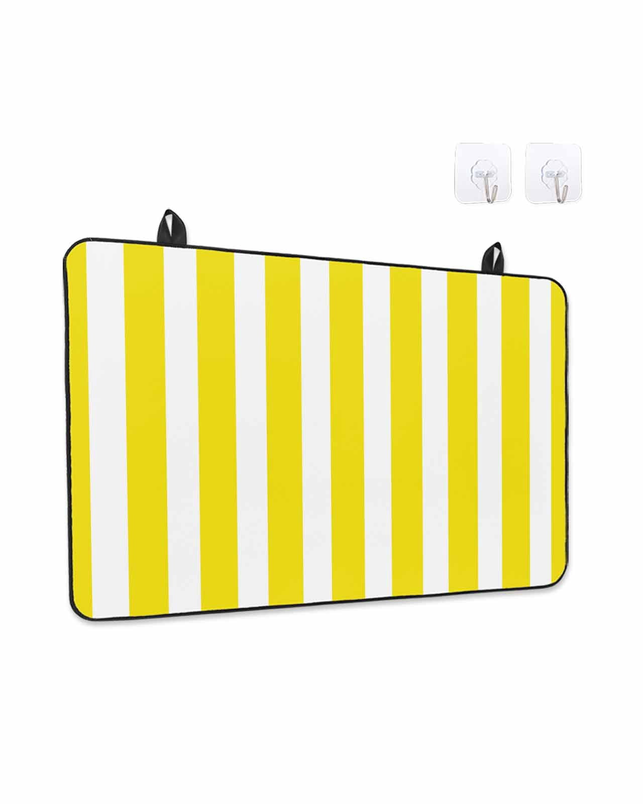 Stove Top Covers for Electric Stove, Yellow Striped Glass Stovetop Cover Protector, Modern Farmhouse Yellow White Stripes Induction Cooktop Protector Oven Mat for Kitchen Countertop 24"x21"