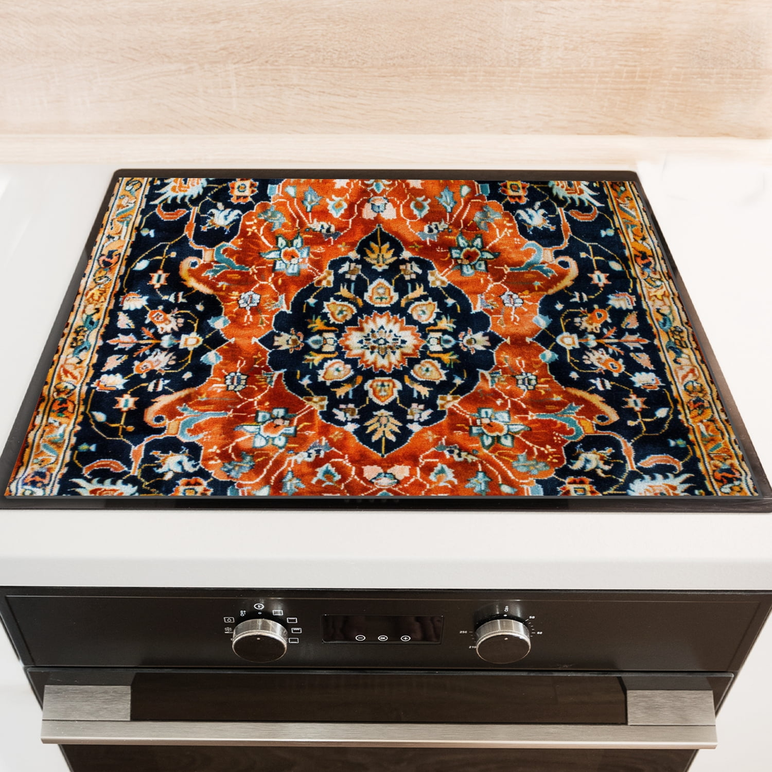 Stove Top Covers For Glasstop Stoves, Vintage Boho Mandala Flowers Print Electric Stove Protector Mat, Scratch-Resistant Pad for Kitchen RV (28×20 Inch)